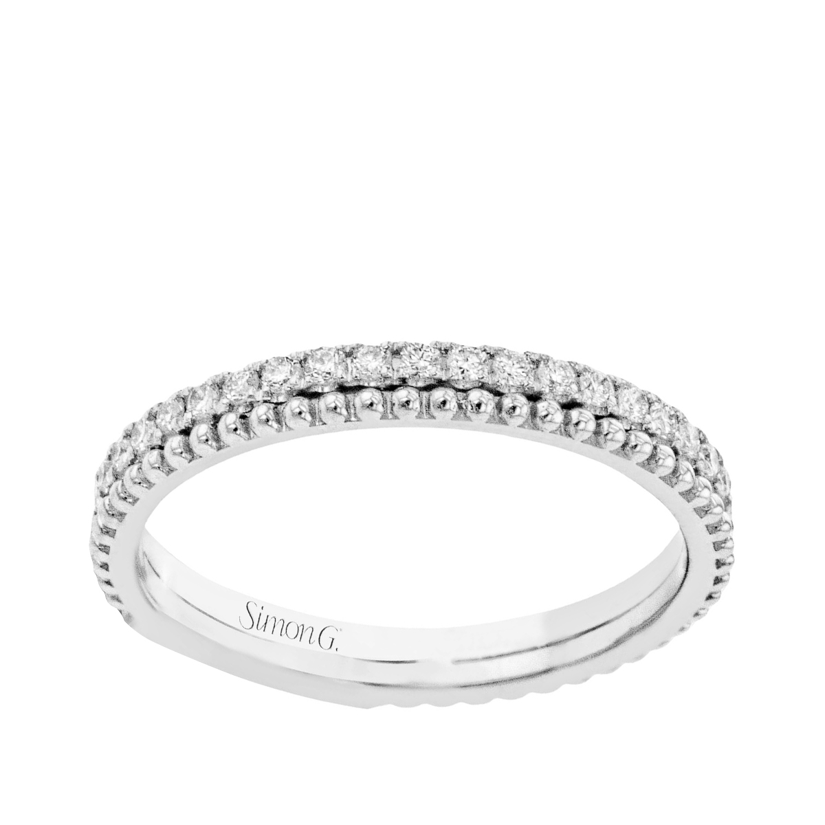Simon G. 1/3 ct. tw. Diamond Milgrain Anniversary Ring in 18K White Gold