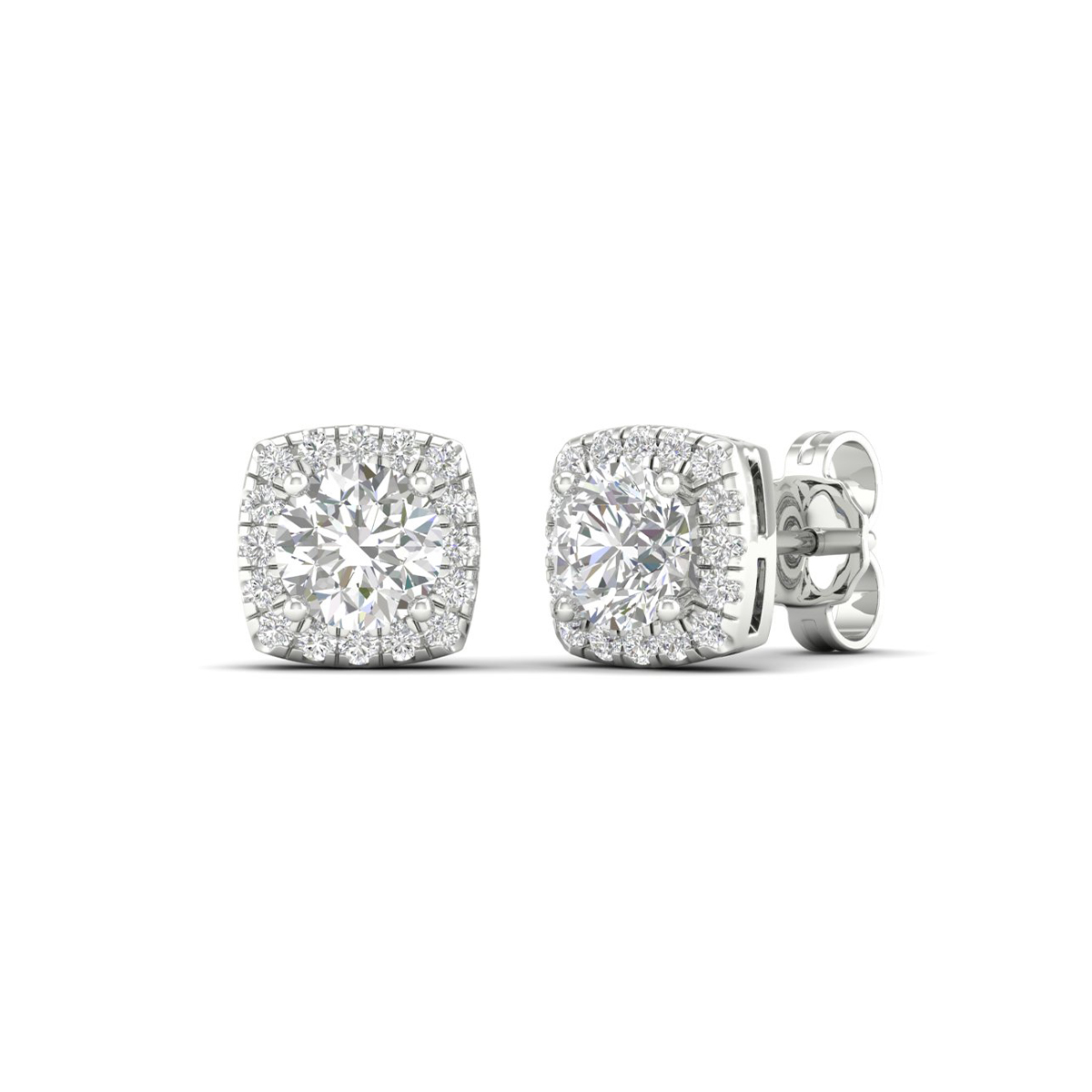 Adamante 1-1/5 ct. tw. Lab-Grown Cushion Diamond Halo Earrings in 10K White Gold