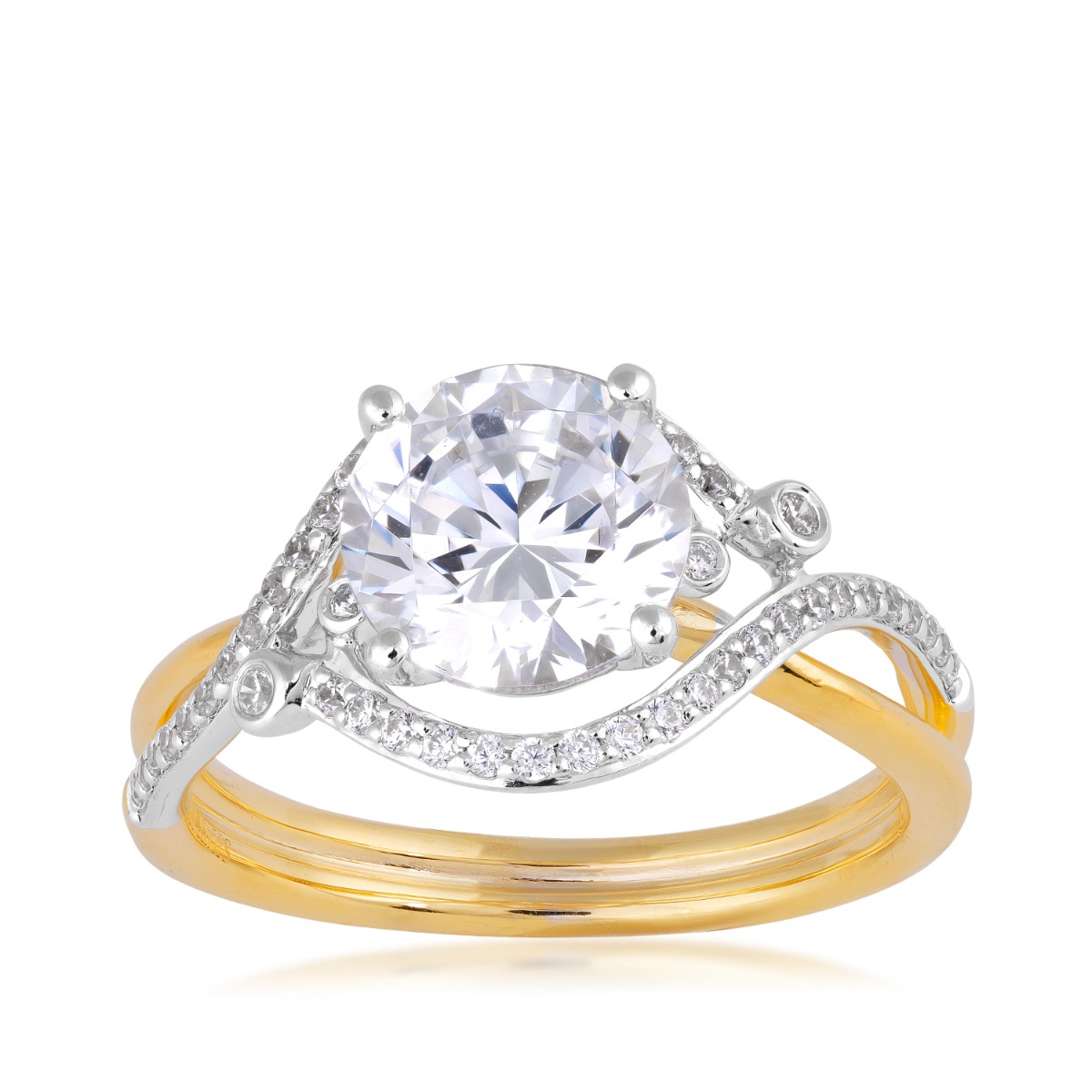 Simon G. 1/5 ct. tw. Diamond Floating Halo Round Semi-Mount Engagement Ring in 18K Yellow & White Gold
