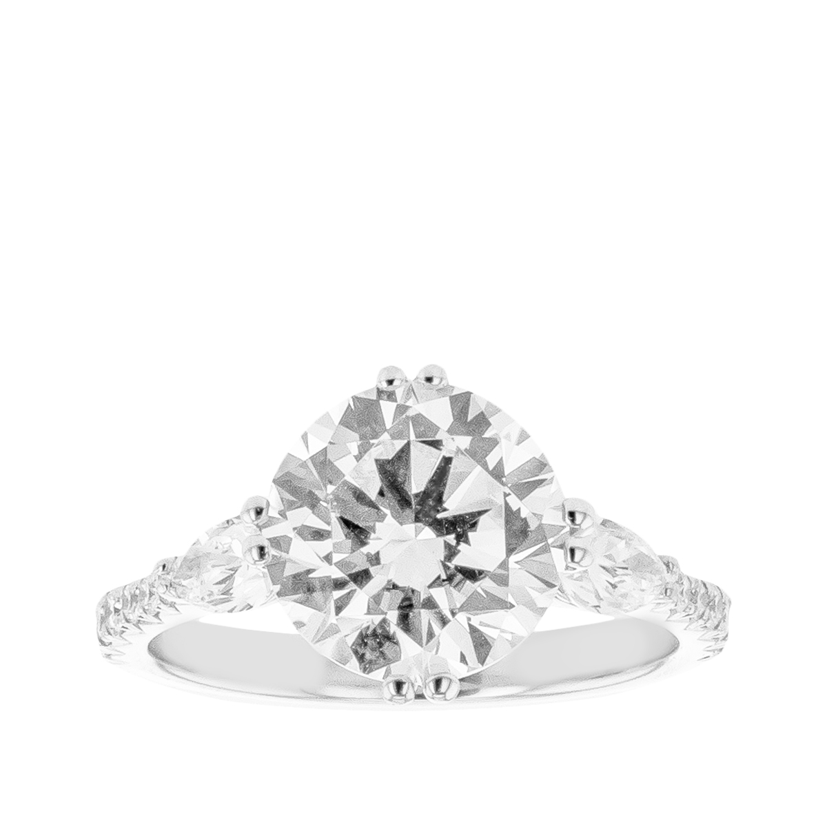 Simon G. 5/8 ct. tw. Pear & Round Diamond Round Semi-Mount Engagement Ring in 18K White Gold