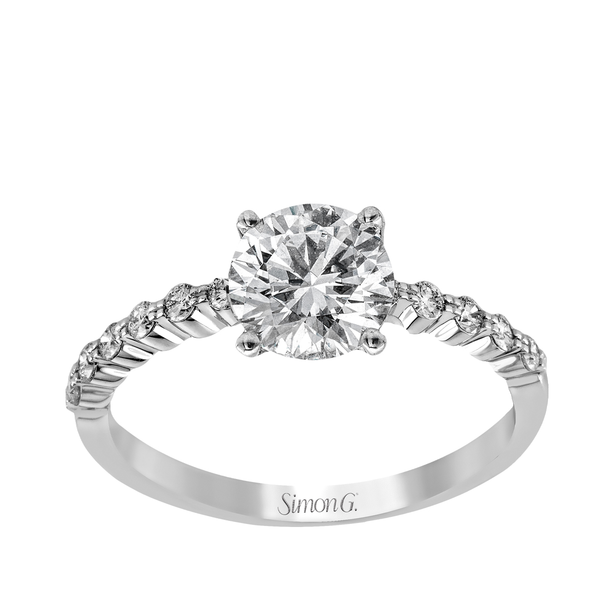 Simon G. 1/2 ct. tw. Diamond Round Semi-Mount Engagement Ring in 18K White Gold