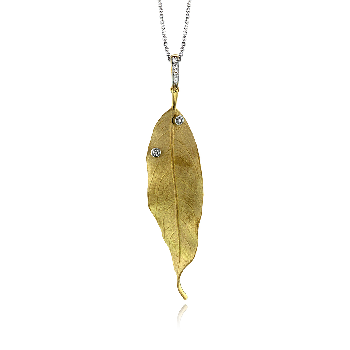 Simon G. Diamond Accent Leaf Pendant in 18K Yellow & White Gold