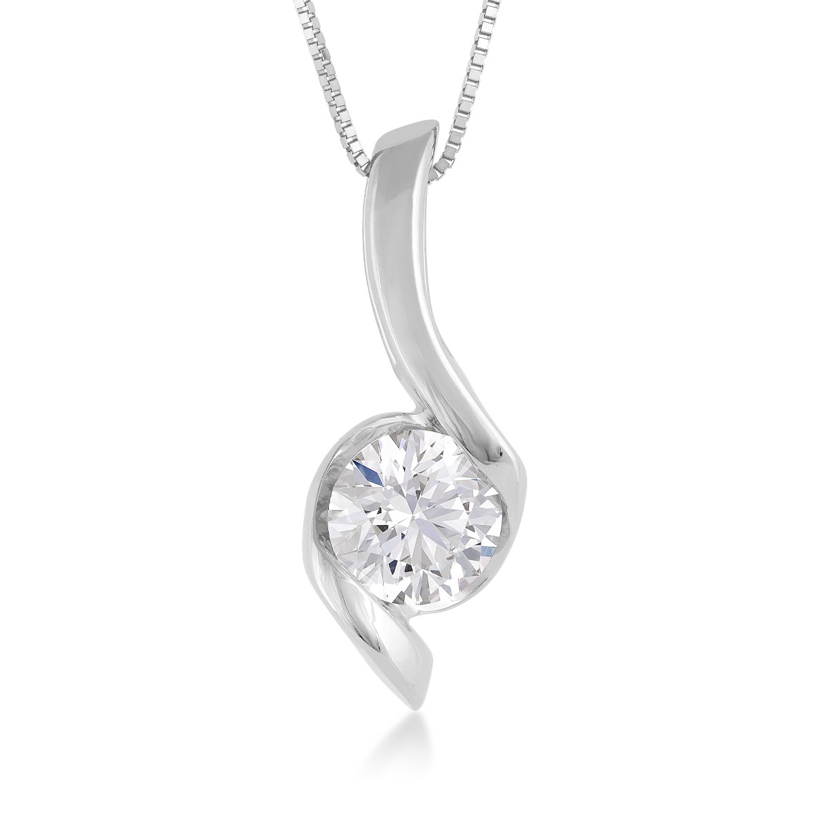 Sirena 1-1/2 ct. tw. Round Diamond Swirl Pendant in 14K White Gold
