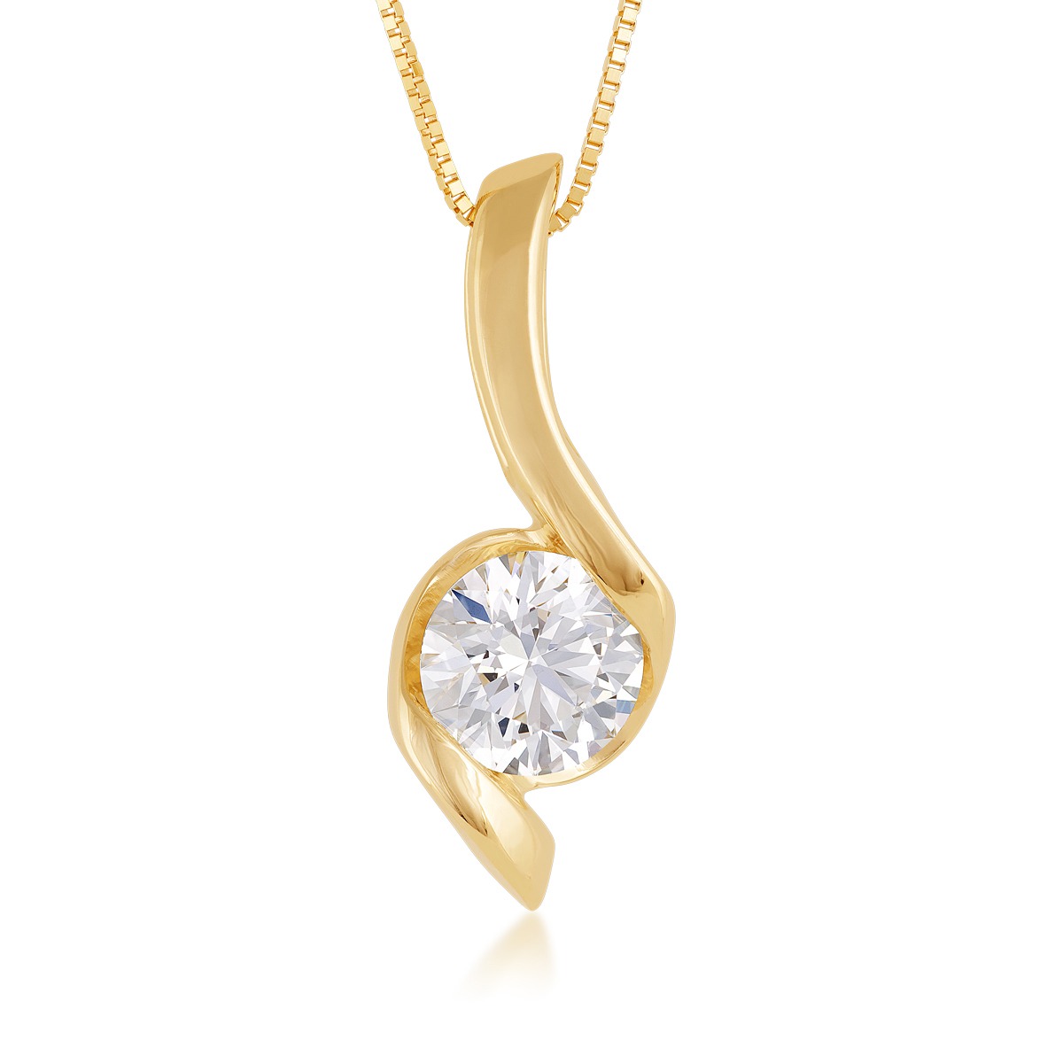 Sirena 1-1/2 ct. tw. Round Diamond Swirl Pendant in 14K Yellow Gold