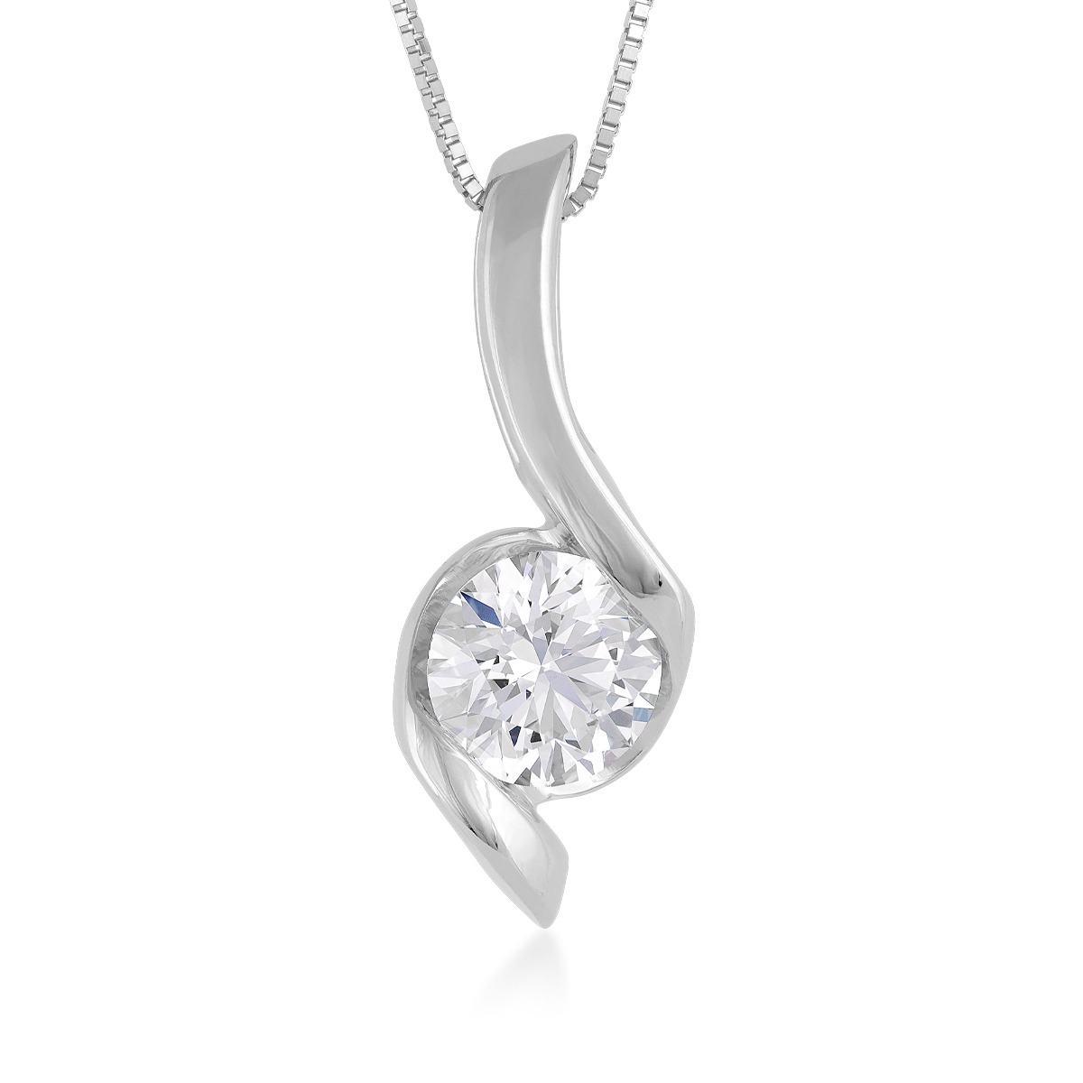 Sirena 2 ct. tw. Round Diamond Swirl Pendant in 14K White Gold