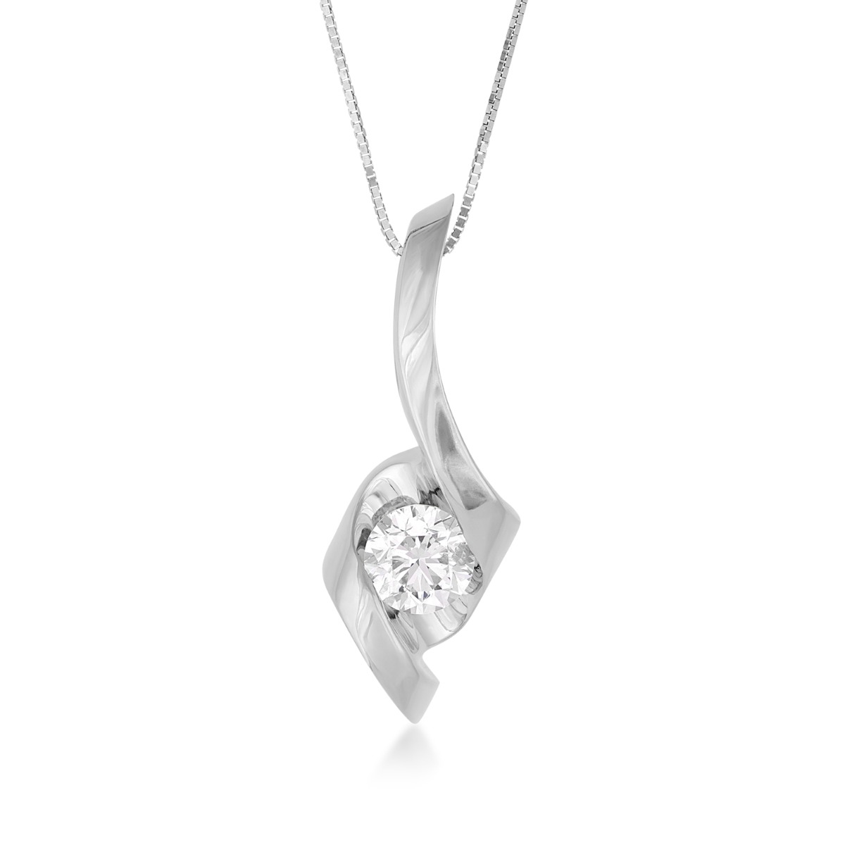 Sirena 3/4 ct. tw. Round Brilliant Diamond Swirl Pendant in 14K White Gold