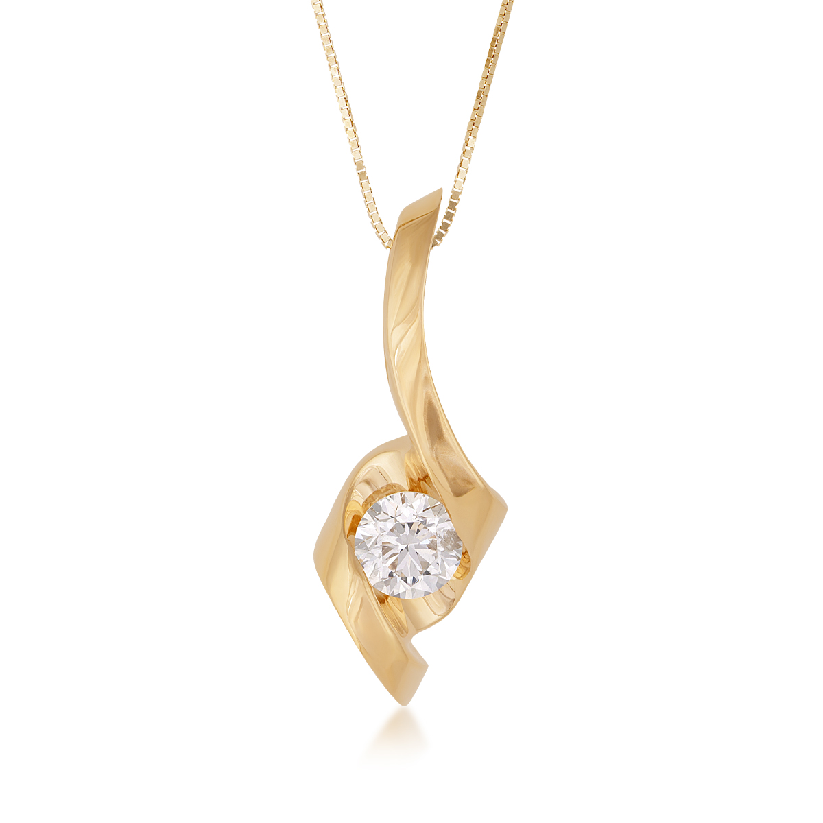 Sirena 3/4 ct. tw. Round Brilliant Diamond Solitaire Pendant in 14K Yellow Gold
