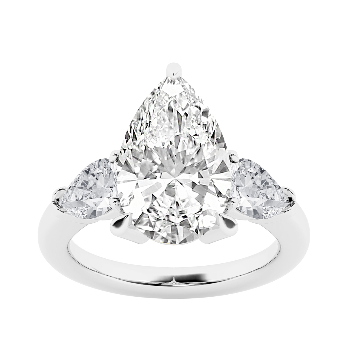 Adamante 6-1/2 ct. tw. Lab-Grown Pear Diamond 3-Stone Engagement Ring in 14K White Gold