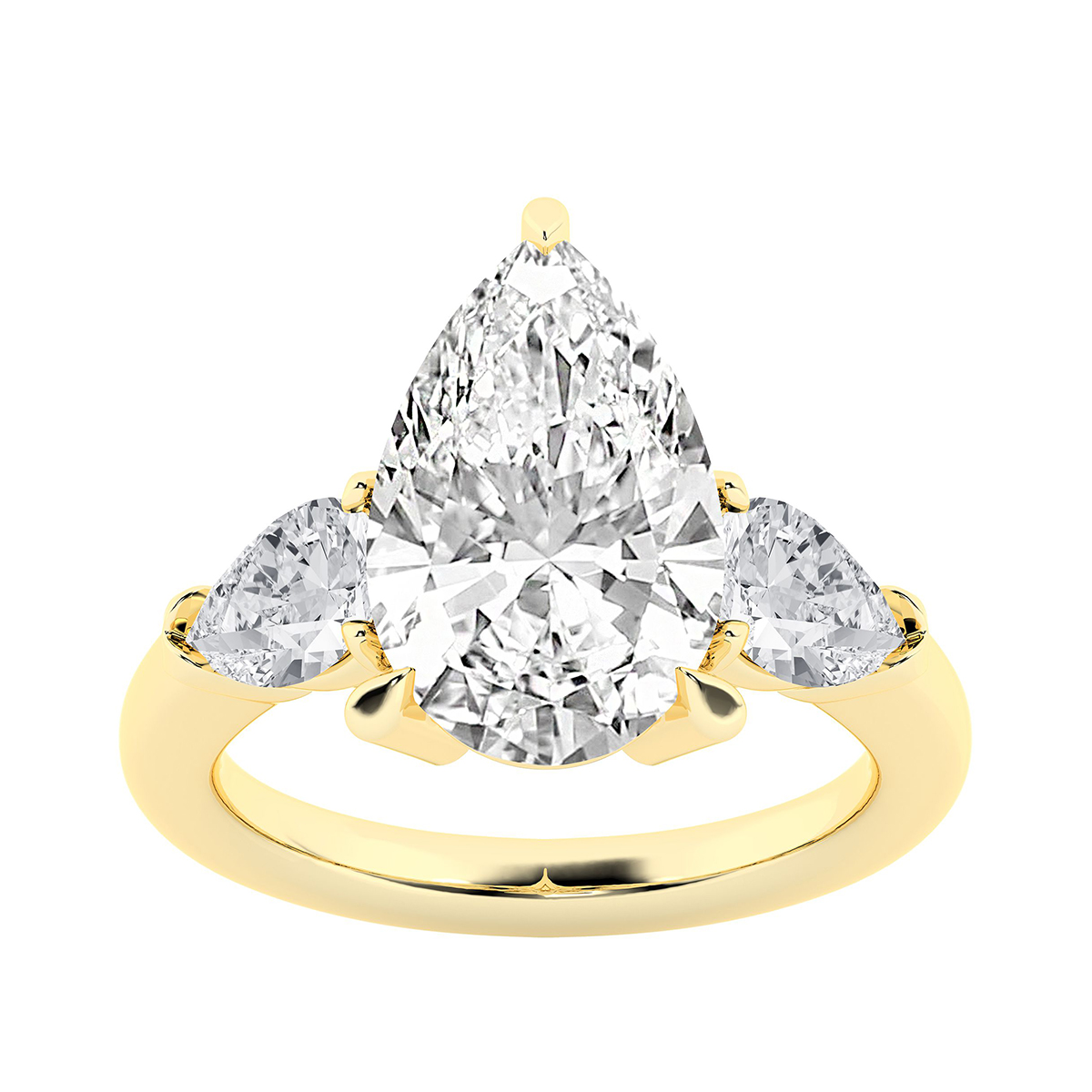 Adamante 6-1/2 ct. tw. Lab-Grown Pear Diamond 3-Stone Engagement Ring in 14K Yellow Gold