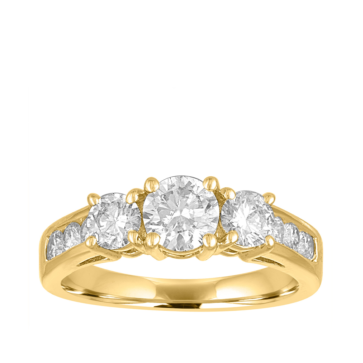 1 ct. tw. Round Brilliant 3-Stone Diamond Anniversary Ring in 14K Yellow Gold