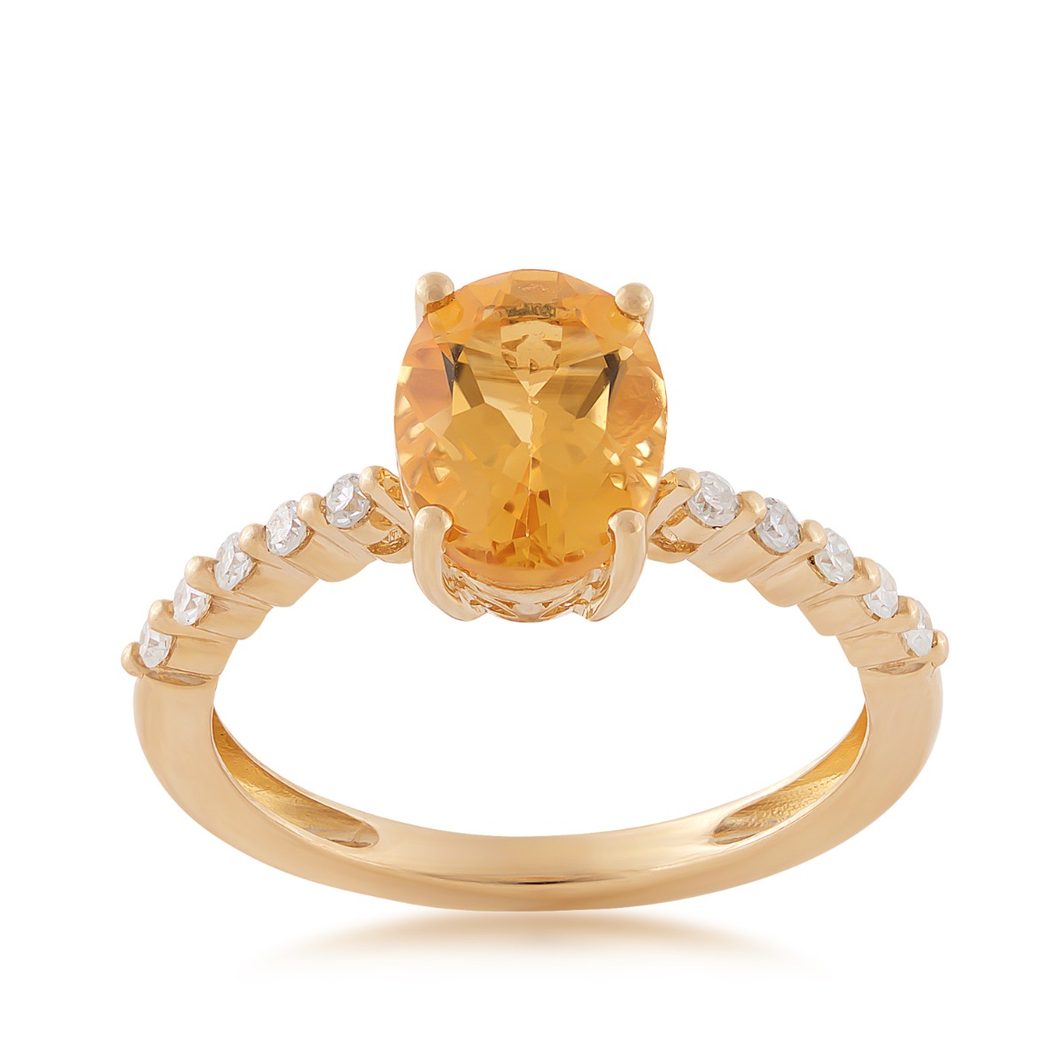 Oval Citrine & 1/7 ct. tw. Diamond Ring in 10K Yellow Gold