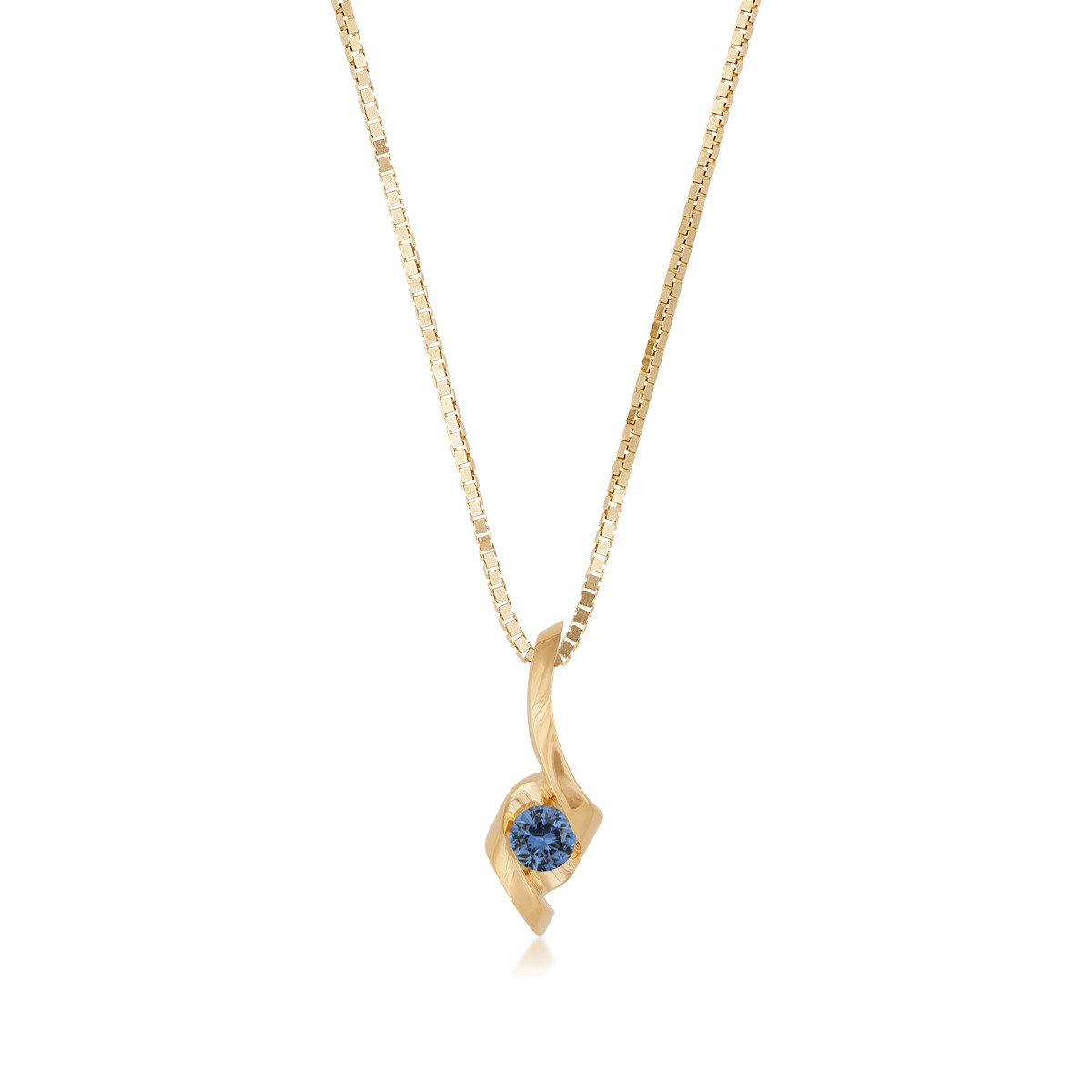 Sirena 2.3mm Yogo Sapphire Swirl Pendant in 14K Yellow Gold