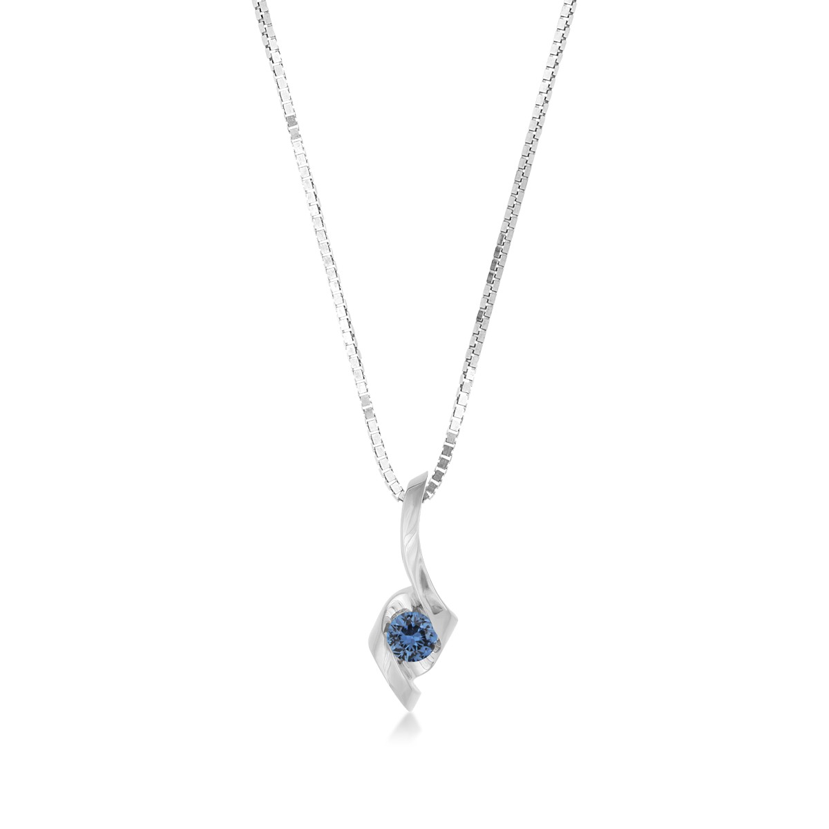 Sirena 3mm Yogo Sapphire Swirl Pendant in 14K White Gold