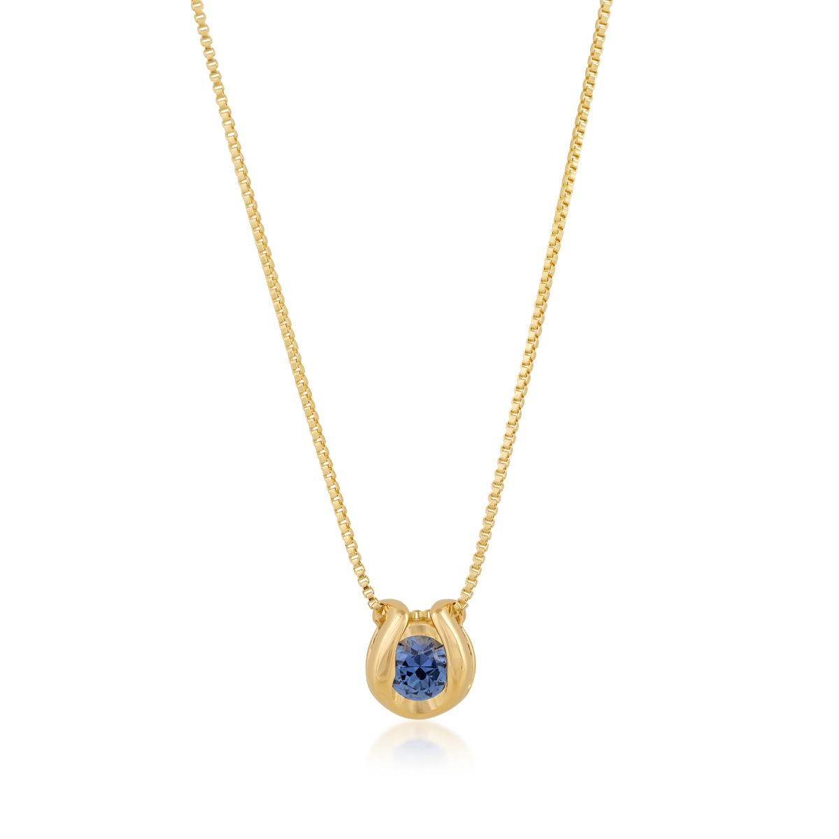 Sirena 2.8mm Yogo Sapphire Horseshoe Pendant in 14K Yellow Gold