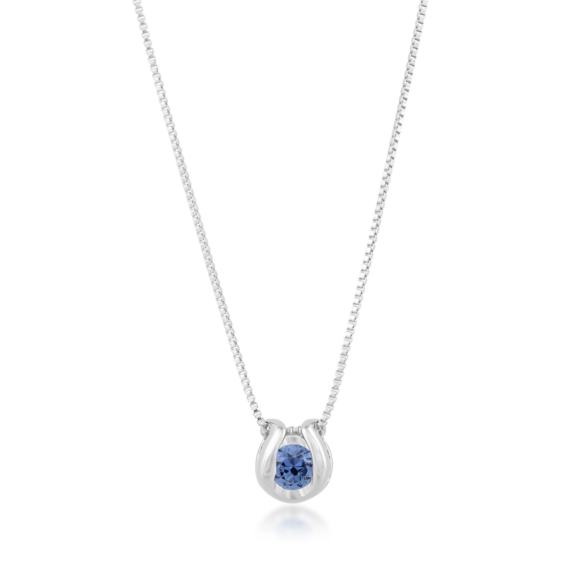 Sirena 2.8mm Yogo Sapphire Horseshoe Pendant in 14K White Gold