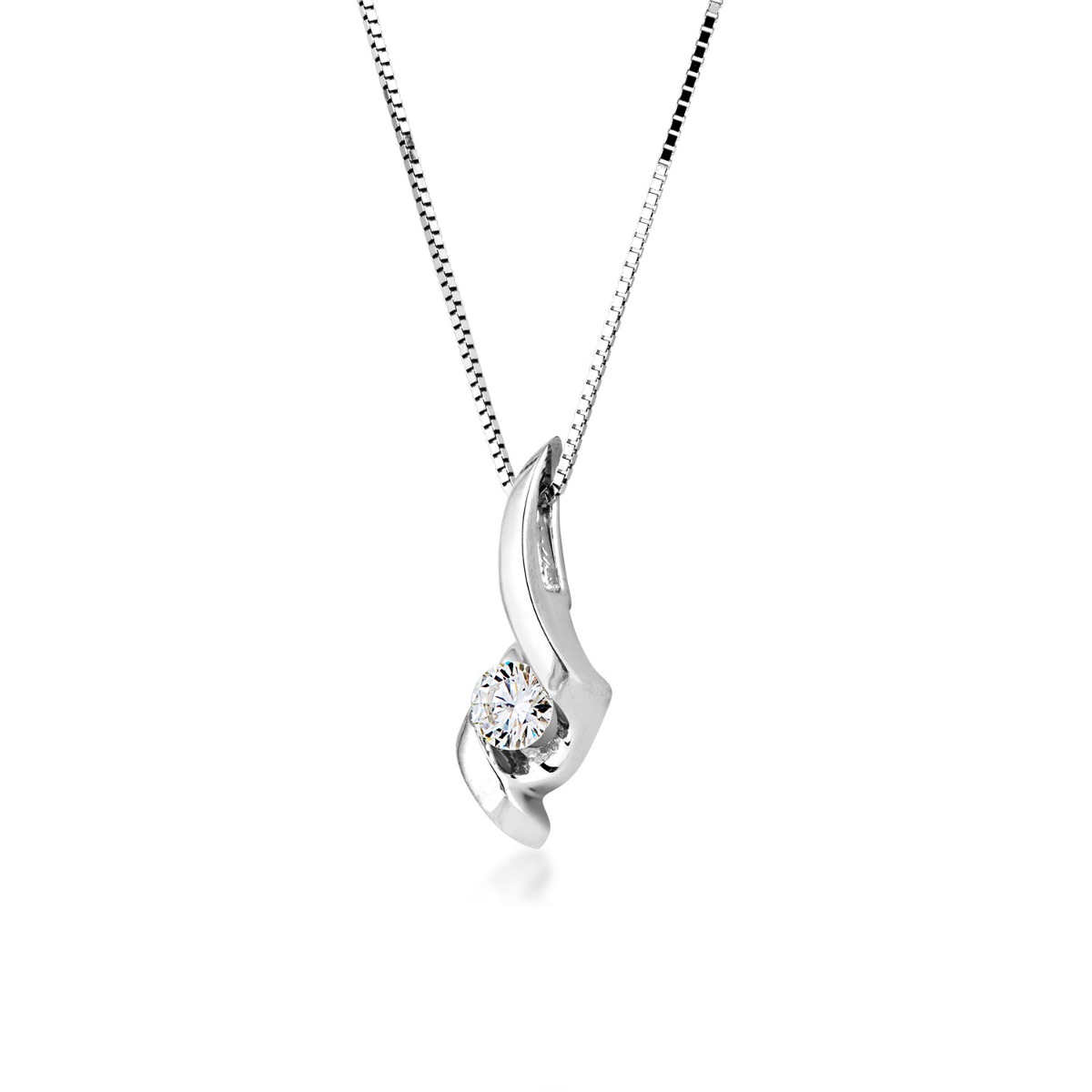 Sirena 1/8 ct. tw. Round Diamond Pendant in 14K White Gold