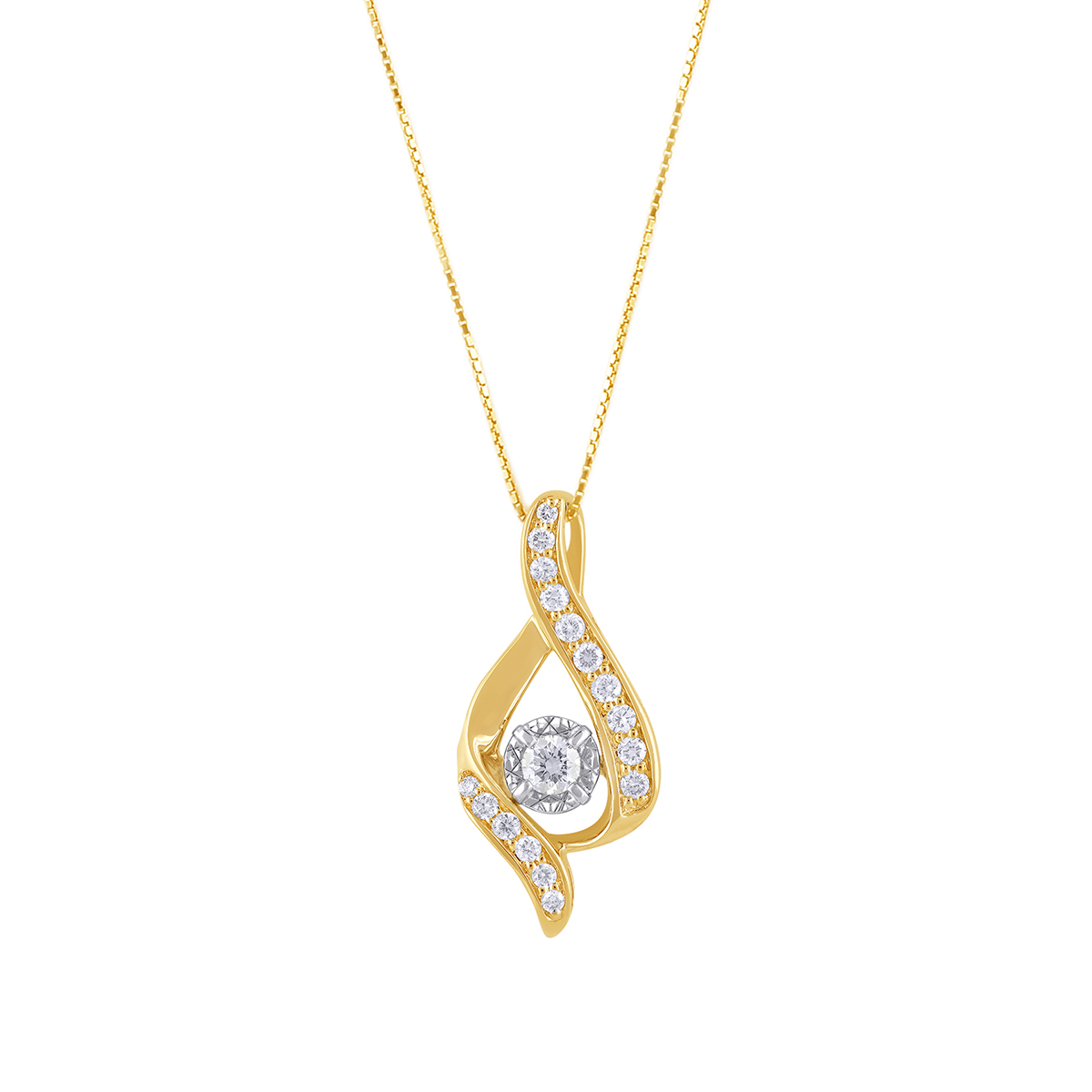 Sirena 3/8 ct. tw. Round Brilliant Diamond Swirl Pendant in 14K Yellow Gold