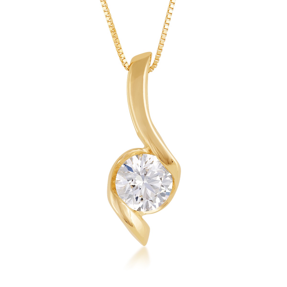 Sirena USA 1 ct. tw. Lab-Grown Round Diamond Swirl Pendant in 14K Yellow Gold