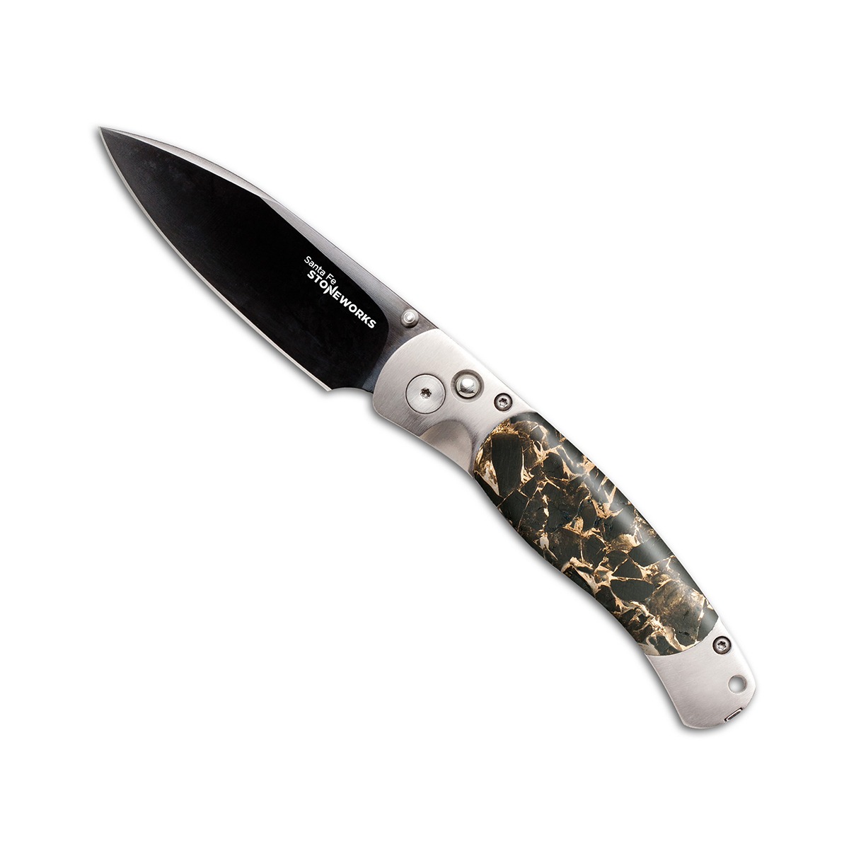 Santa Fe Stoneworks 4-1/4" El Rey Black DLC Button Lock Pocket Knife