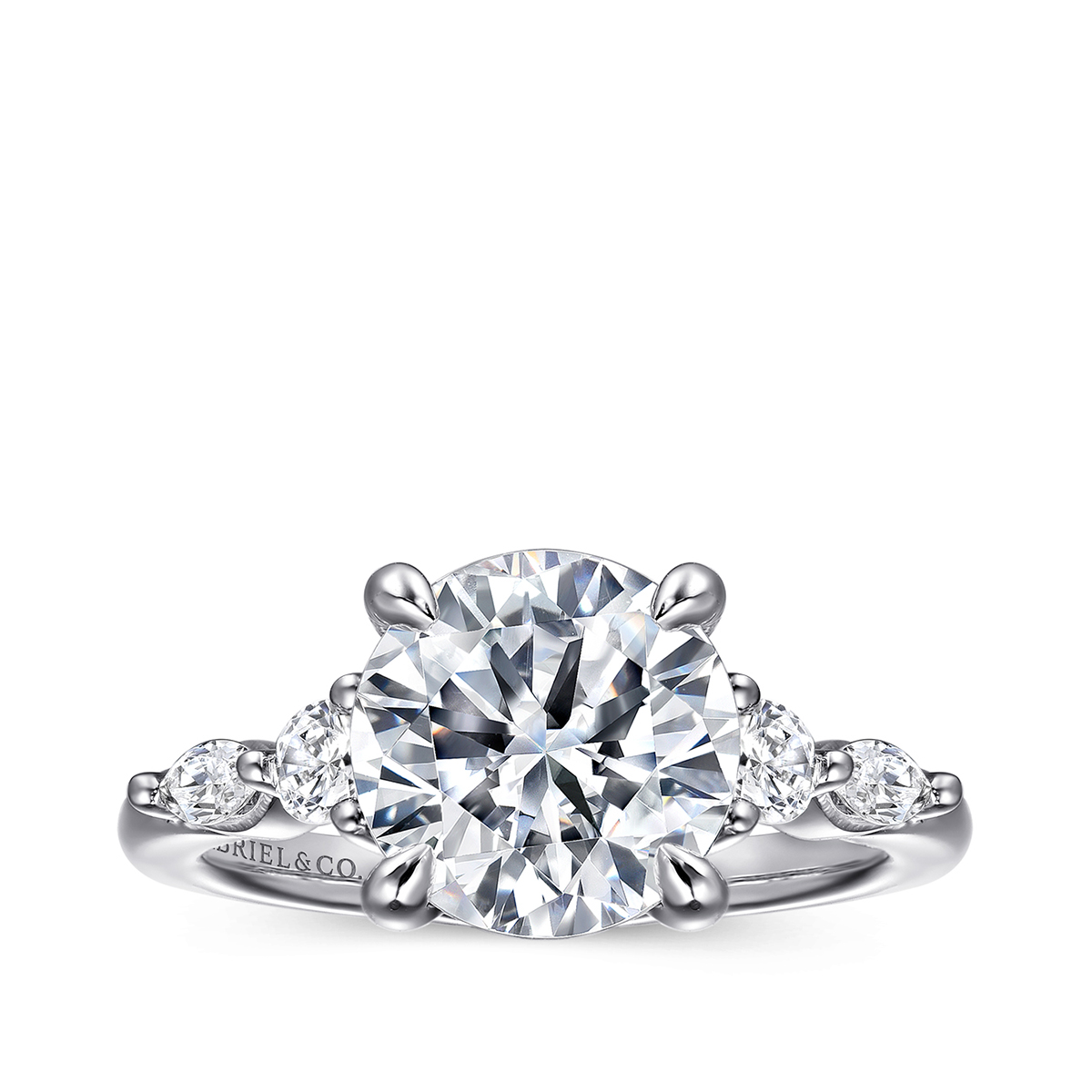 Gabriel & Co. 1/3 ct. tw. Marquise & Round Diamond Round Semi-Mount Engagement Ring in 14K White Gold