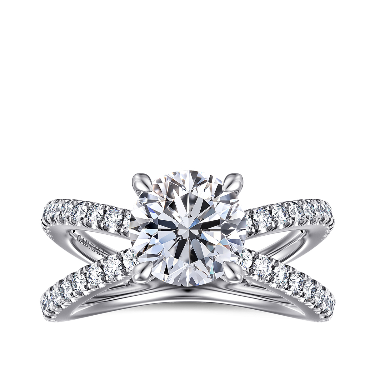 Gabriel & Co. 1/2 ct. tw. Crossover Diamond Round Semi-Mount Engagement Ring in 14K White Gold