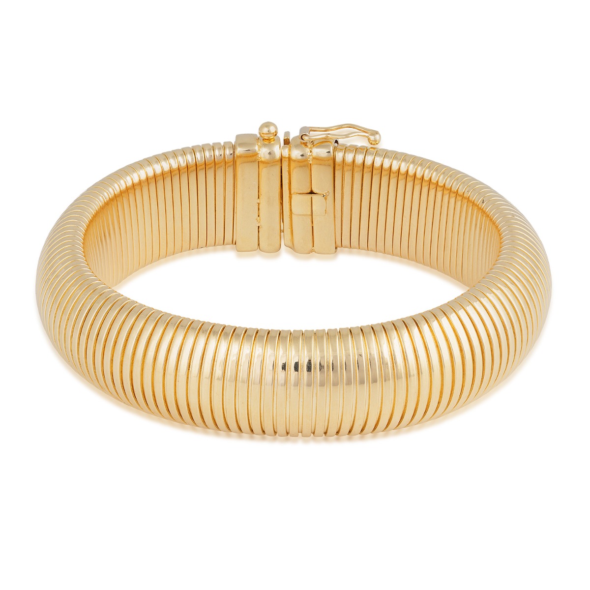 14mm 7.5" Omega Stretch Bracelet in 14K Yellow Gold