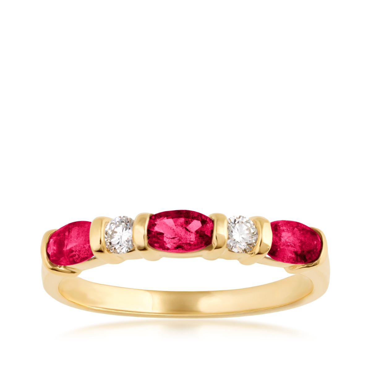 Oval Ruby & 1/7 ct. tw. Round Diamond Stackable Ring in 14K Yellow Gold