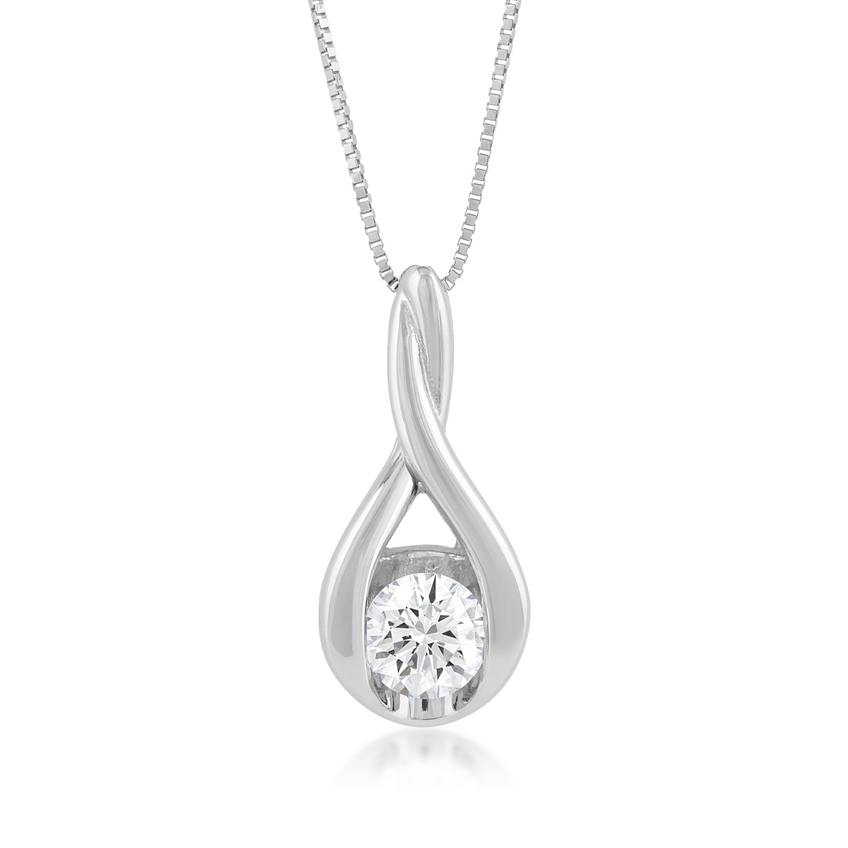 Sirena USA 1/2 ct. tw. Lab-Grown Round Brilliant Diamond Teardrop Pendant in 10K White Gold