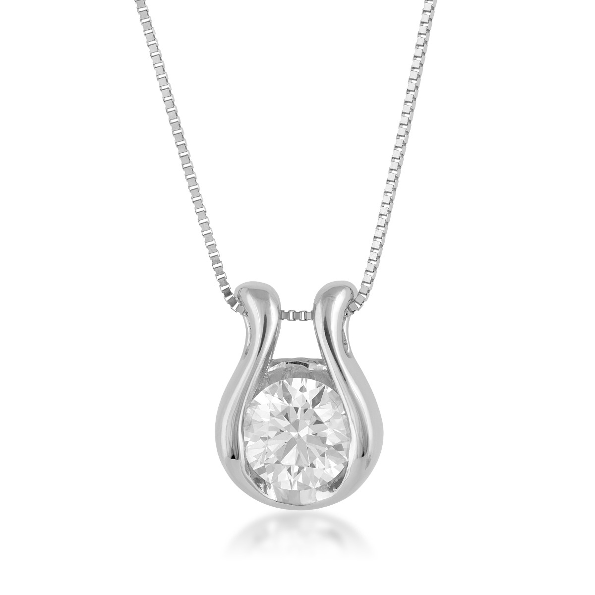 Sirena USA 1 ct. tw. Lab-Grown Round Diamond Horseshoe Pendant in 14K White Gold