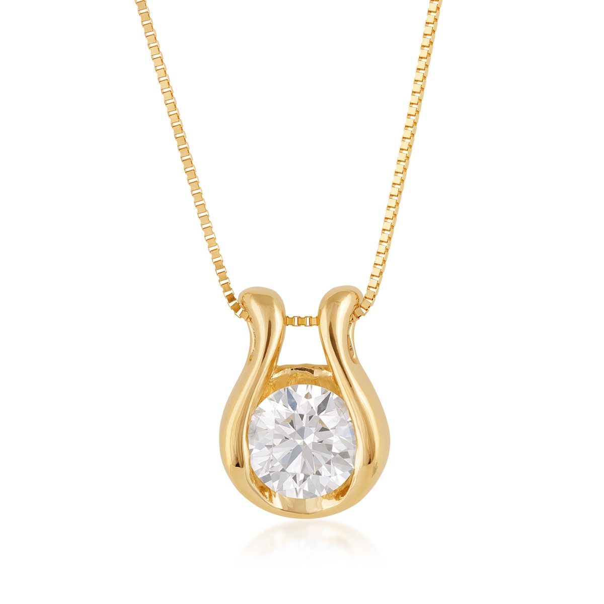 Sirena USA 1 ct. tw. Lab-Grown Round Diamond Horseshoe Pendant in 14K Yellow Gold