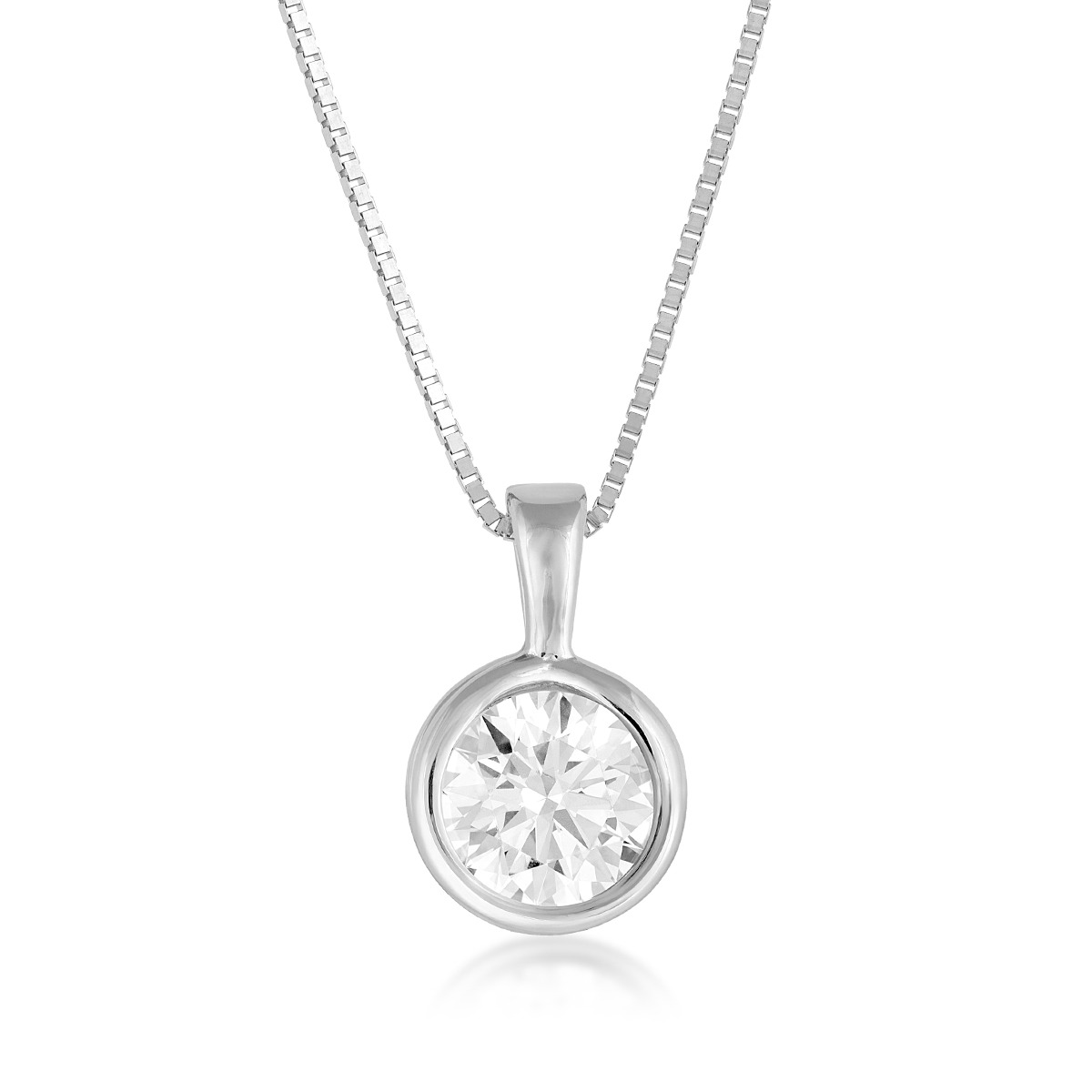 Sirena USA 1-1/2 ct. tw. Lab-Grown Diamond Solitaire Pendant in 14K White Gold