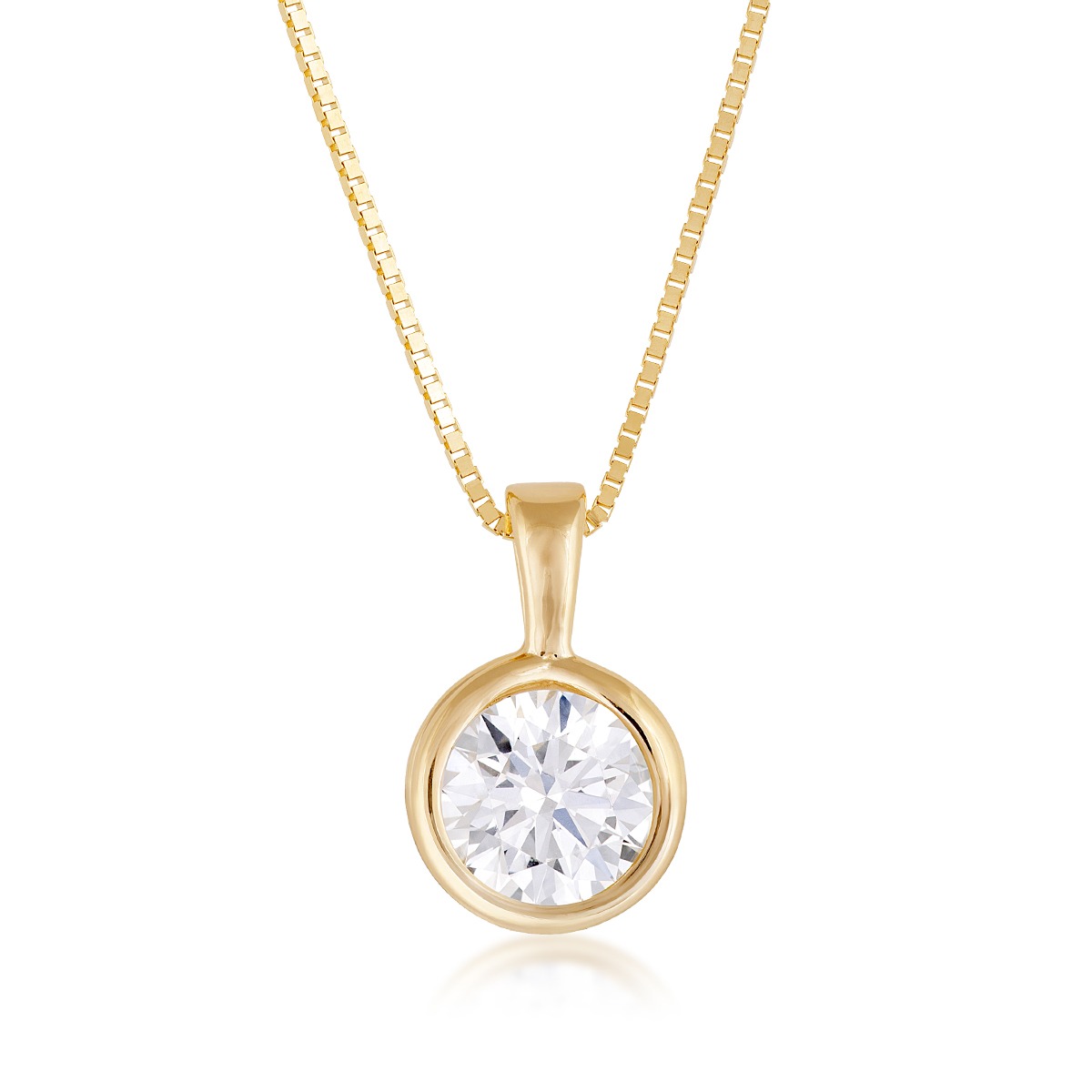 Sirena USA 1-1/2 ct. tw. Lab-Grown Round Diamond Solitaire Pendant inn 14K Yellow Gold