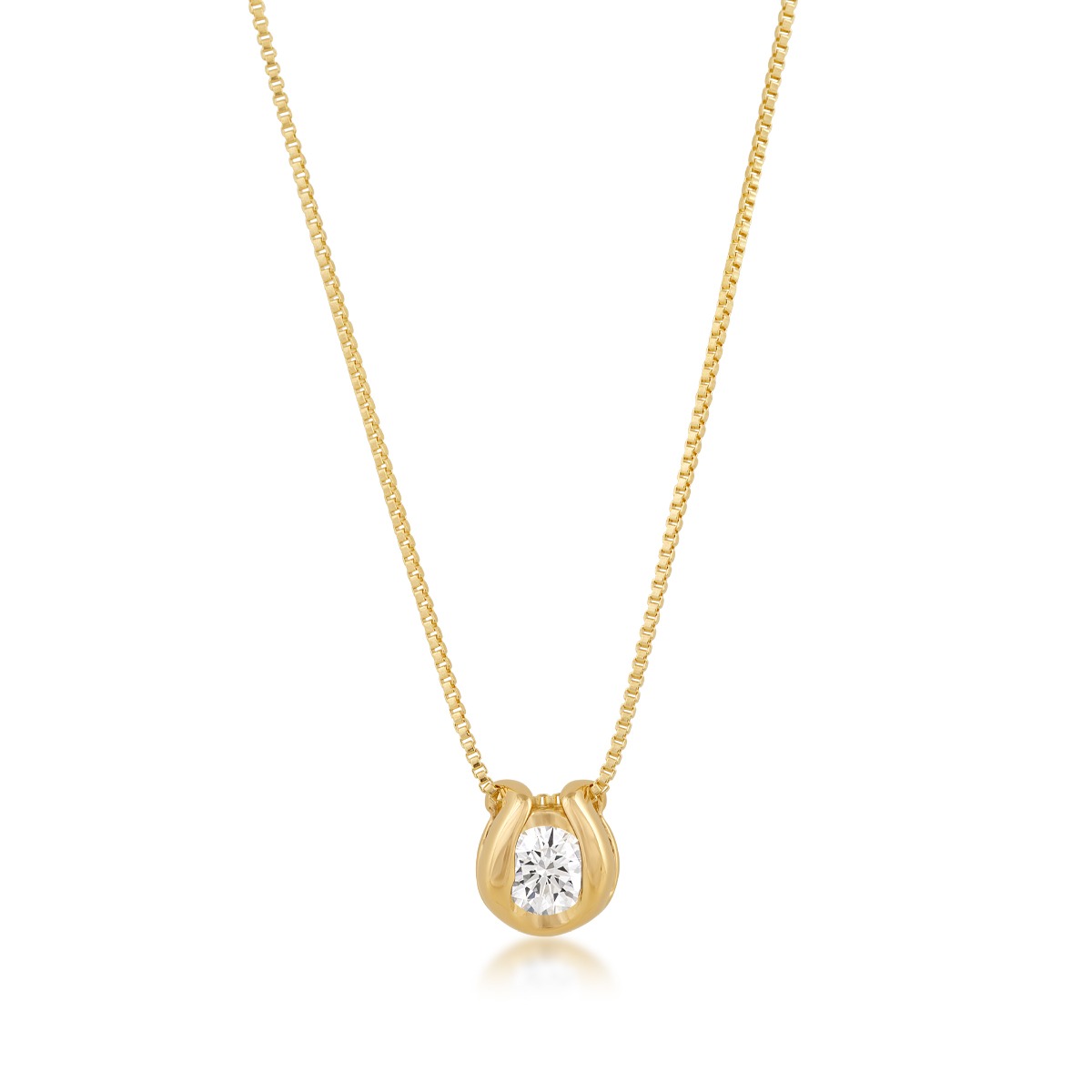 Sirena Round Diamond Accent Horseshoe Pendant in 14K Yellow Gold