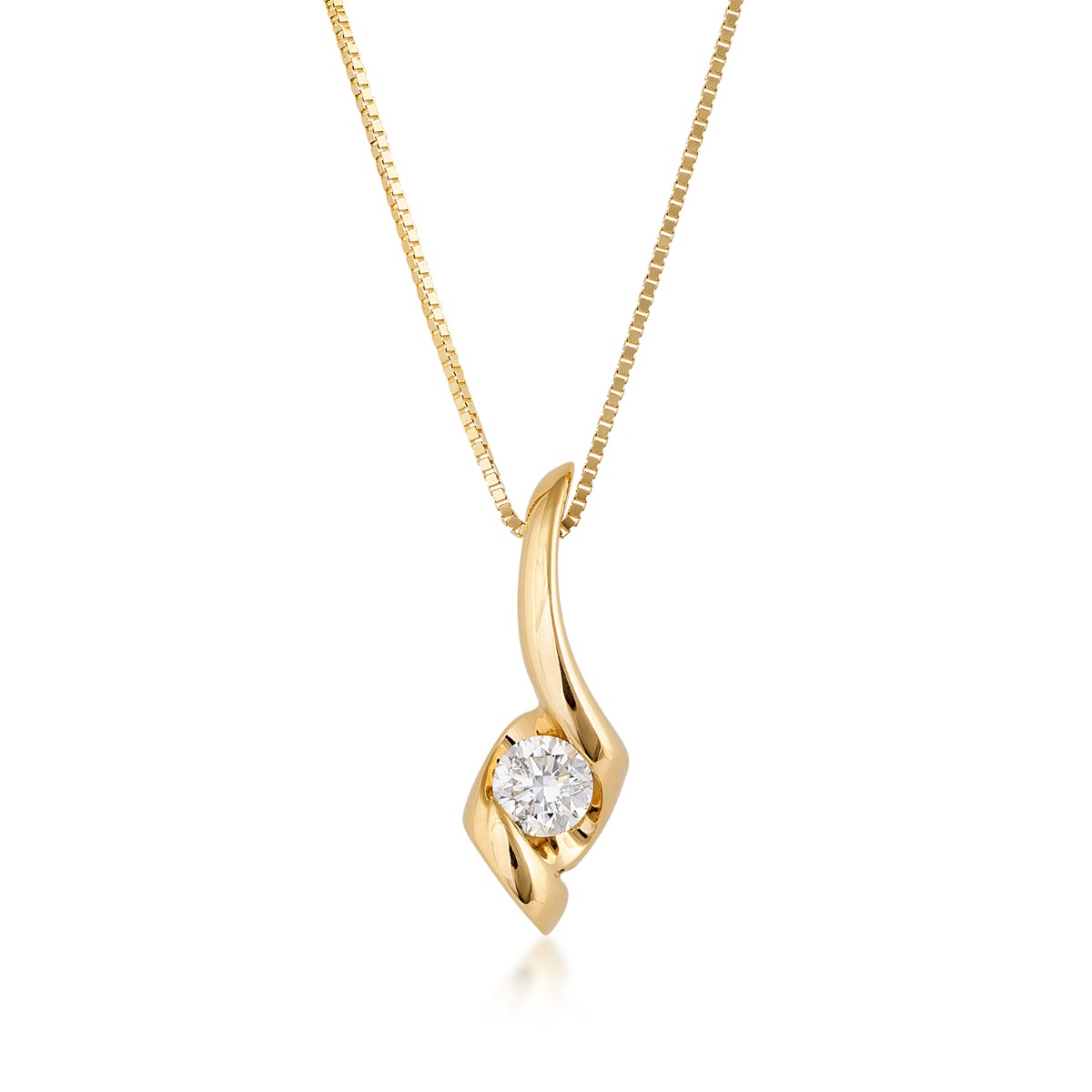 Sirena 1/8 ct. tw. Round Diamond Swirl Pendant in 14K Yellow Gold