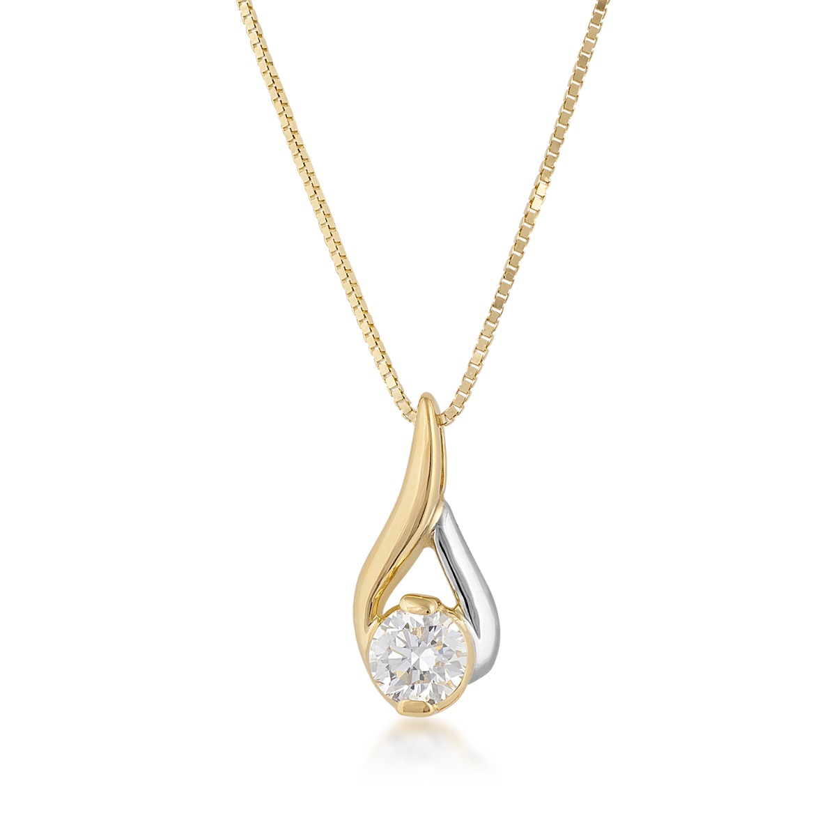 Sirena 1/4 ct. tw. Round Brilliant Diamond Teardrop Pendant in 14K Yellow & White Gold