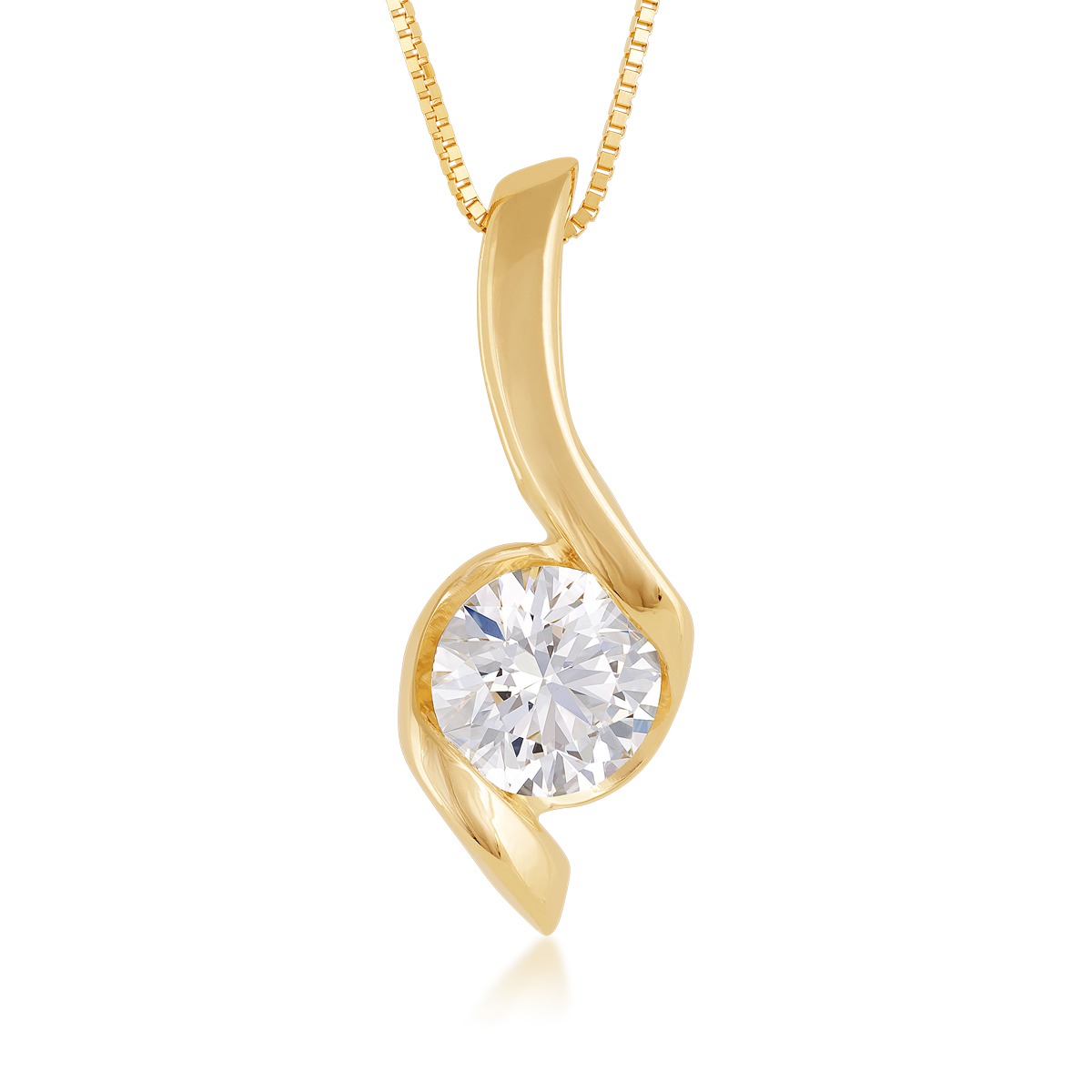 Sirena USA 1-1/2 ct. tw. Lab-Grown Round Diamond Swirl Pendant in 14K Yellow Gold