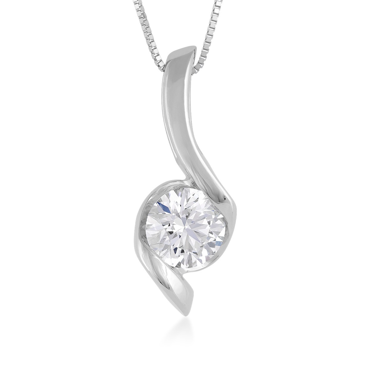 Sirena USA 2 ct. tw. Lab-Grown Round Diamond Swirl Pendant in 14K White Gold