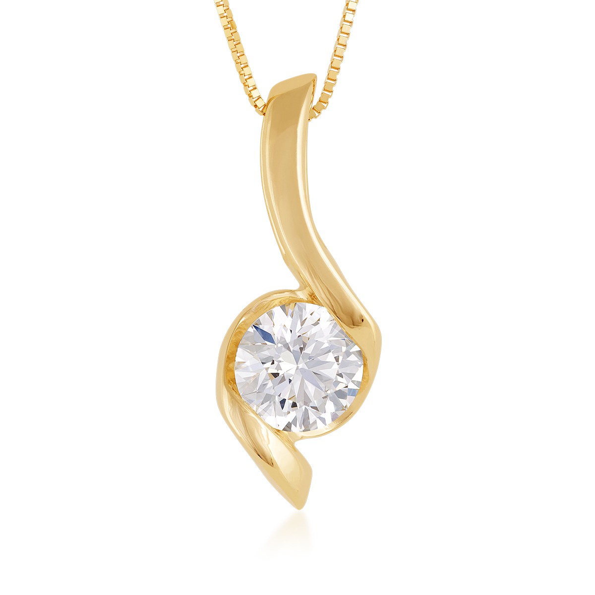 Sirena USA 2 ct. tw. Lab-Grown Round Diamond Swirl Pendant in 14K Yellow Gold