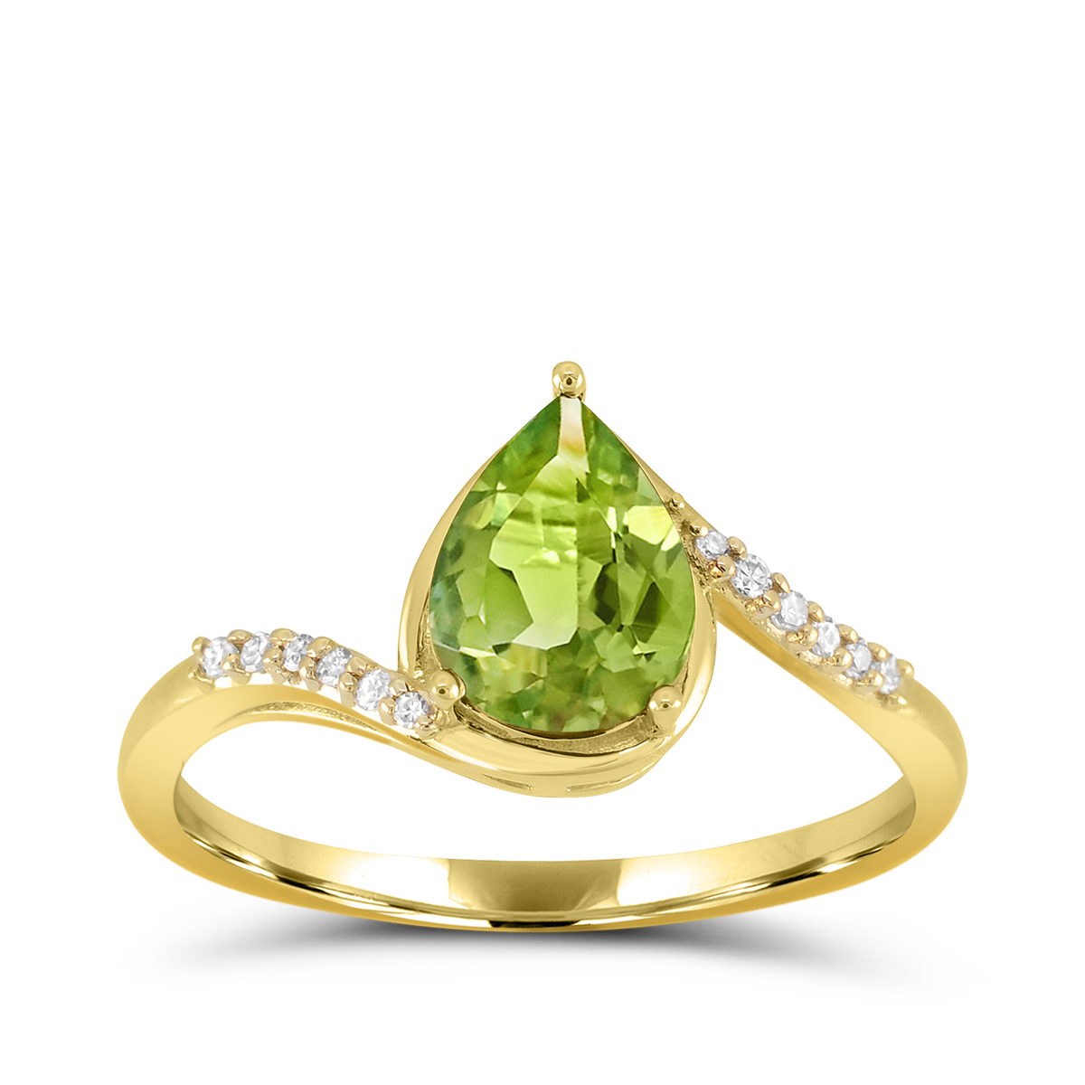 Pear Peridot & Diamond Accent Ring in 10K Yellow Gold
