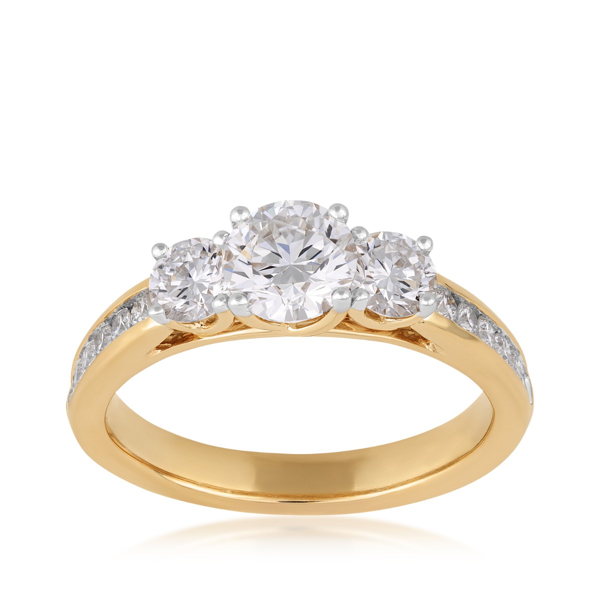 Adamante 1-1/2 ct. tw. Lab-Grown Round Brilliant 3-Stone Diamond Engagement Ring in 14K Yellow Gold