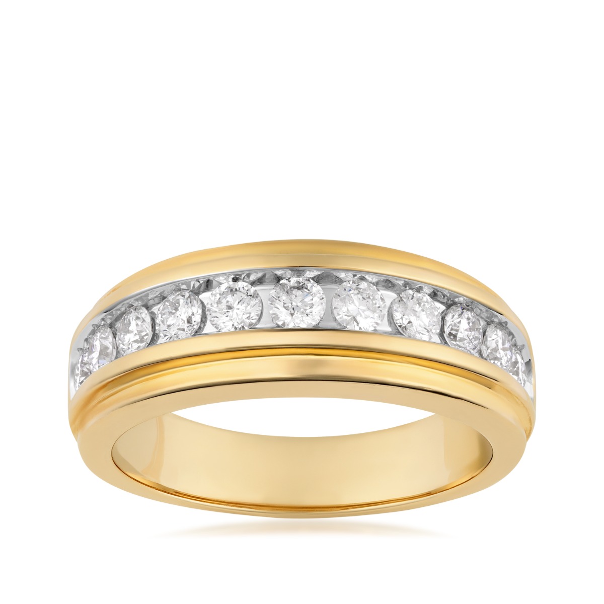 Men's 1 ct. tw. Diamond Channel Ring in 10K Yellow Gold