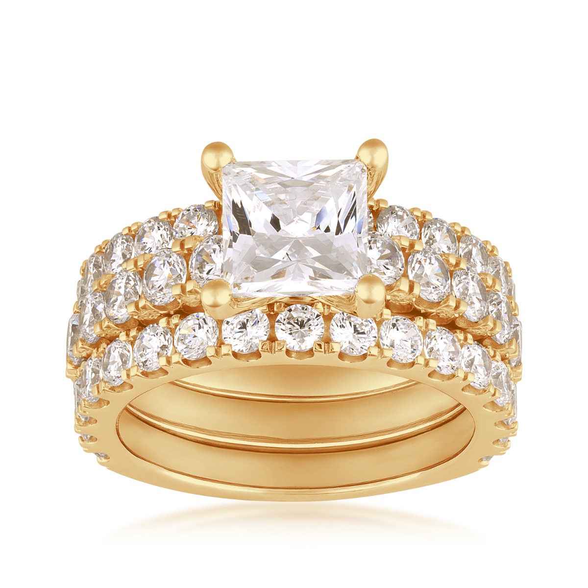 Adamante 5 ct. tw. Lab-Grown Princess Cut Diamond 3 Piece Wedding Set in 14K Yellow Gold