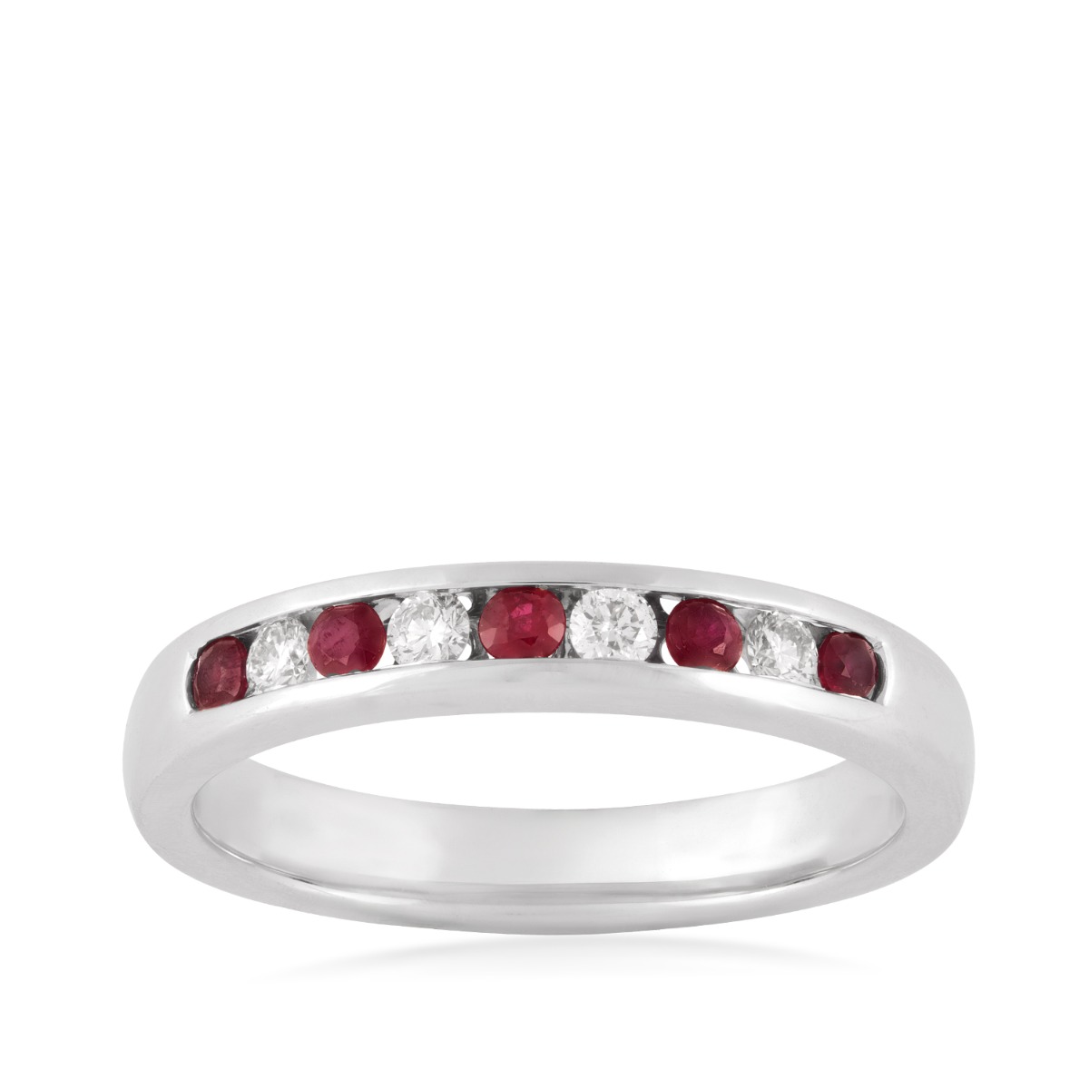 Ruby & 1/7 ct. tw. Diamond Stackable Ring in 14K White Gold