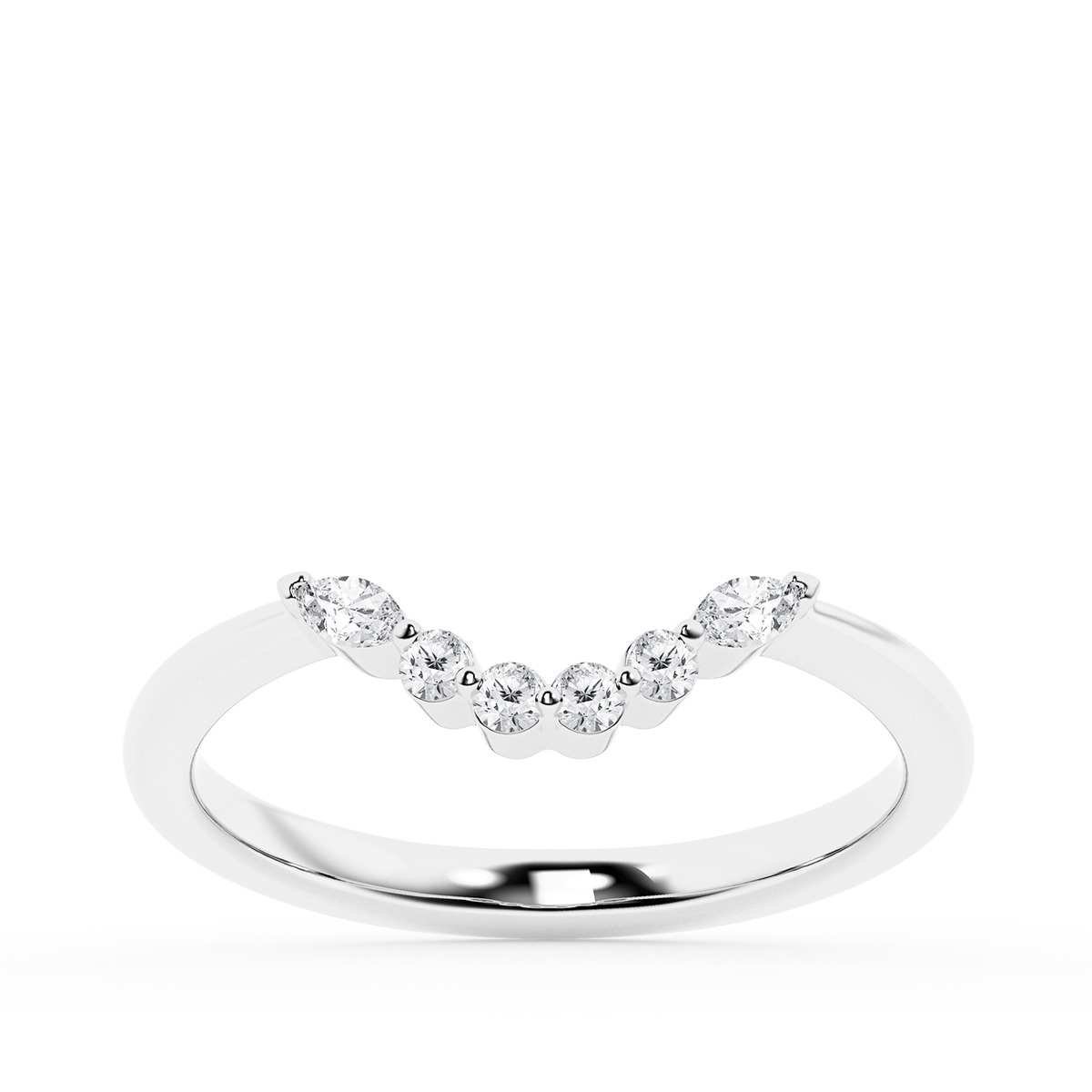 Adamante 1/8 ct. tw. Lab-Grown Diamond Contour Wedding Ring in 14K White Gold