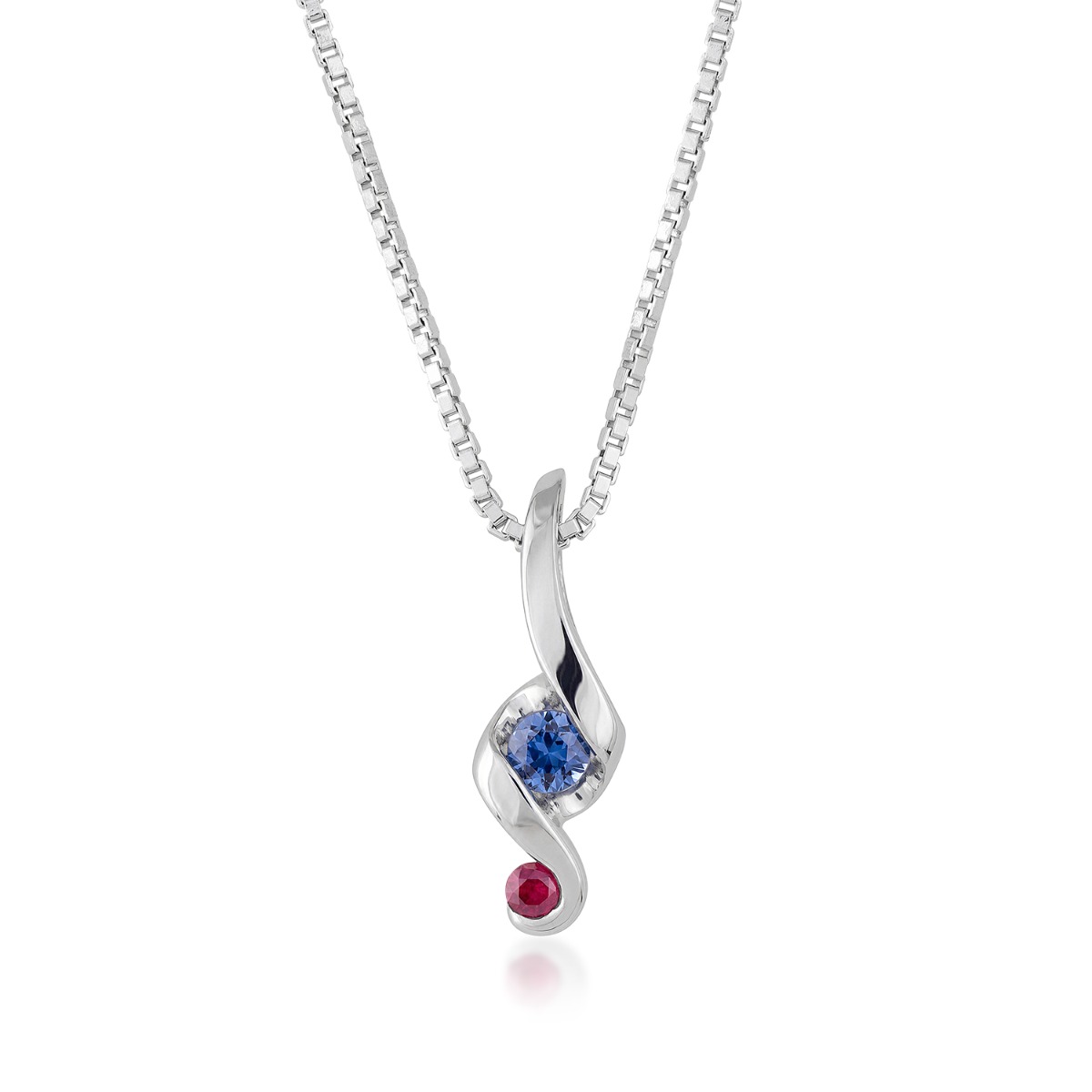 Sirena 2.8mm Yogo Sapphire Horseshoe Pendant in 14K White Gold