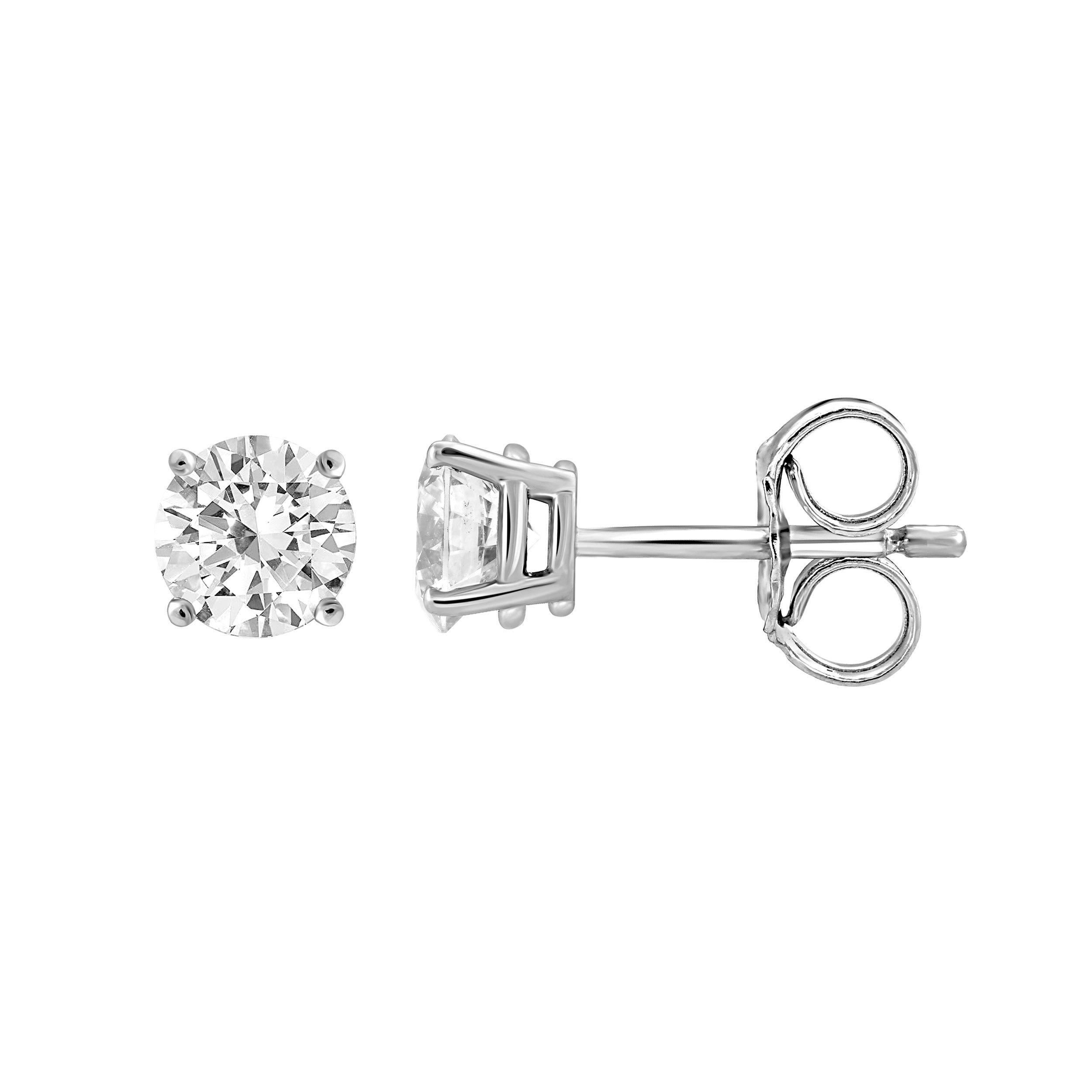 1-1/2 ct. tw. Round Brilliant Diamond Solitaire Earrings in 14K White Gold Setting- WHEA150BFRDAA