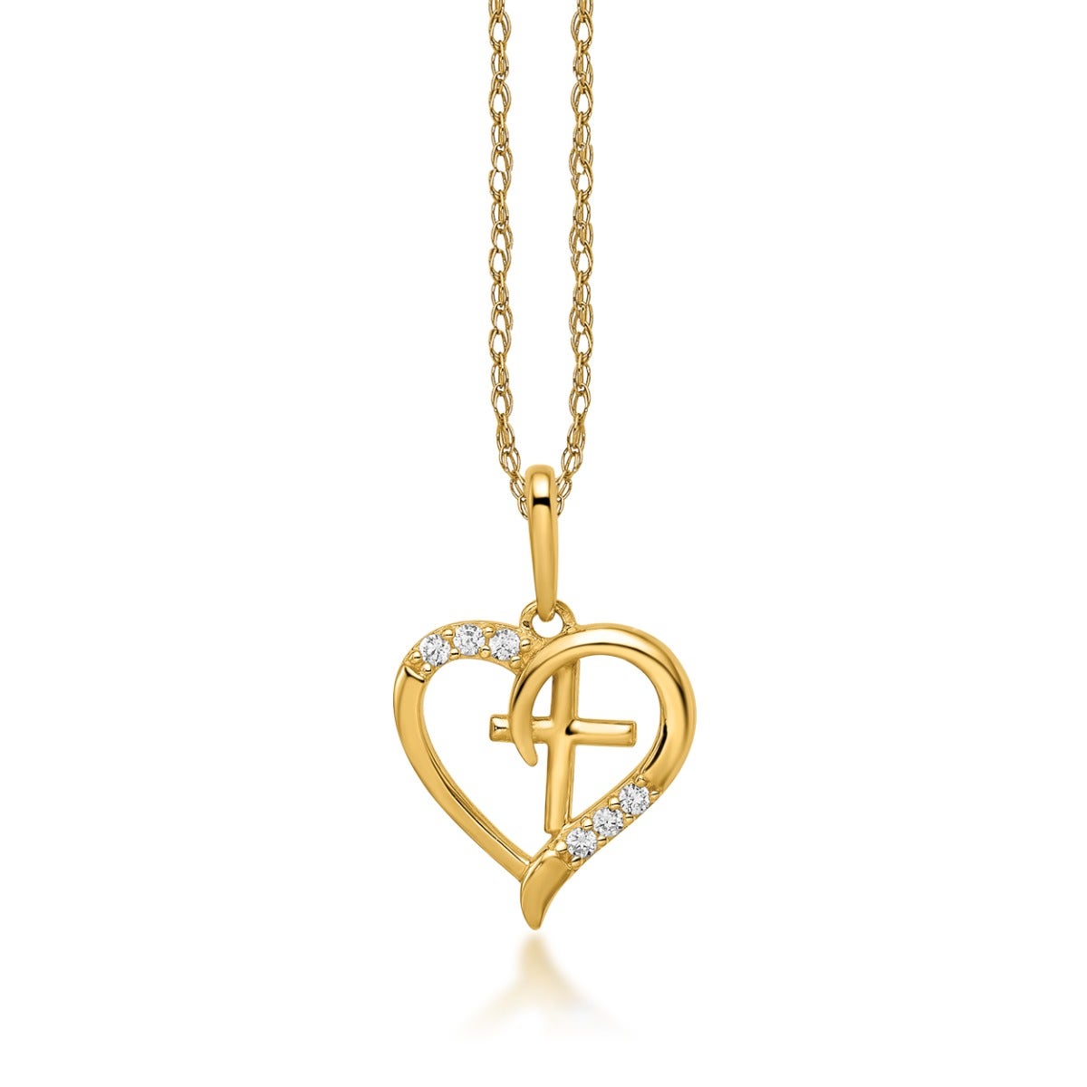 heart, cross, and CZ children's pendant