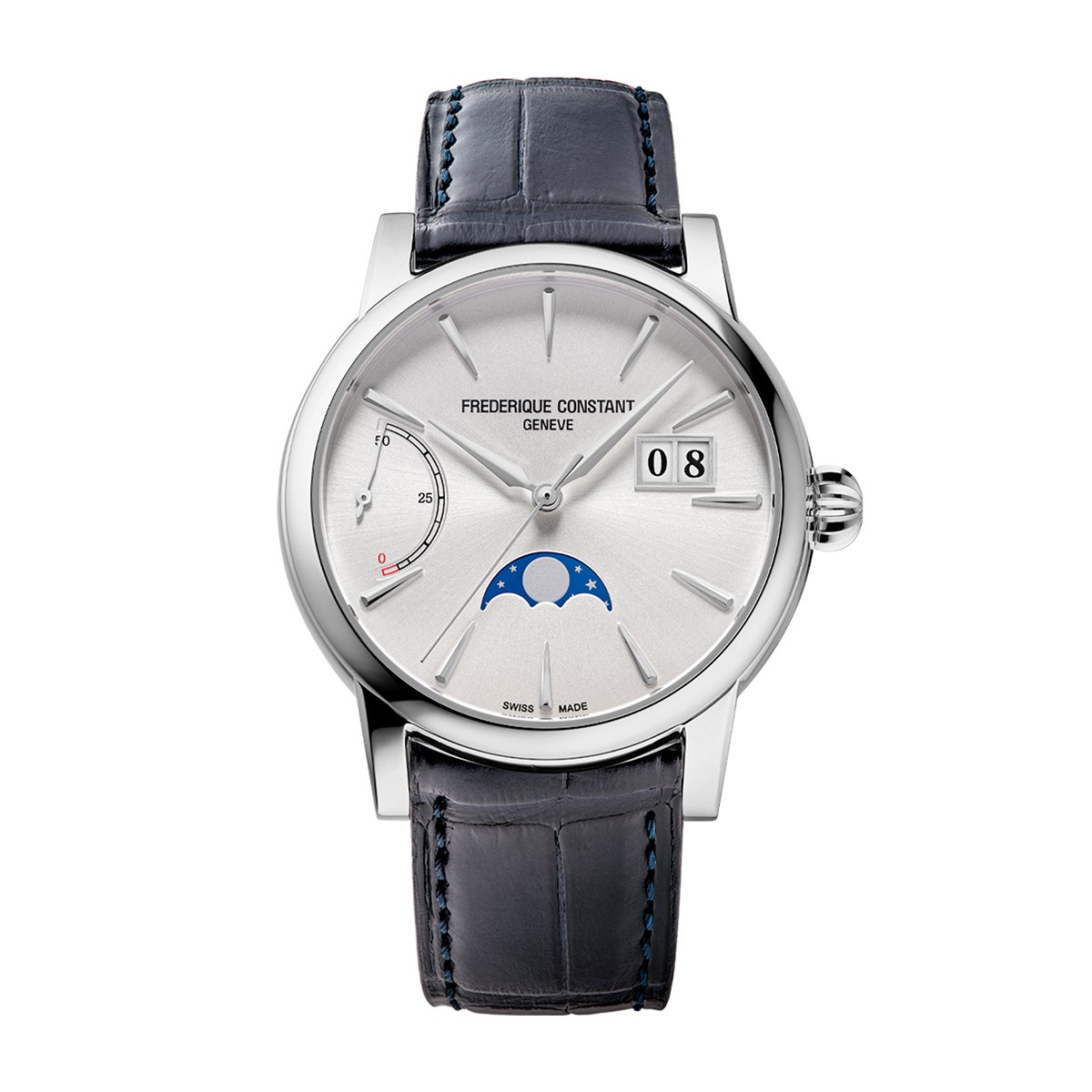 Stainless steel white dial & black leather strap manufacture Ferderique Constant watch