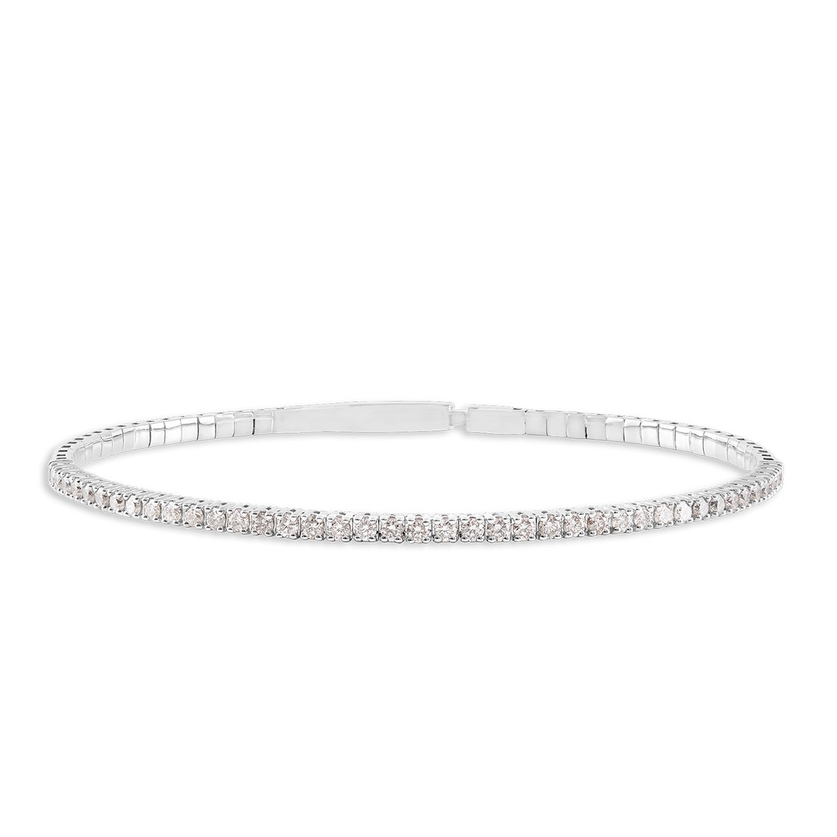 white gold diamond flexible bangle bracelet