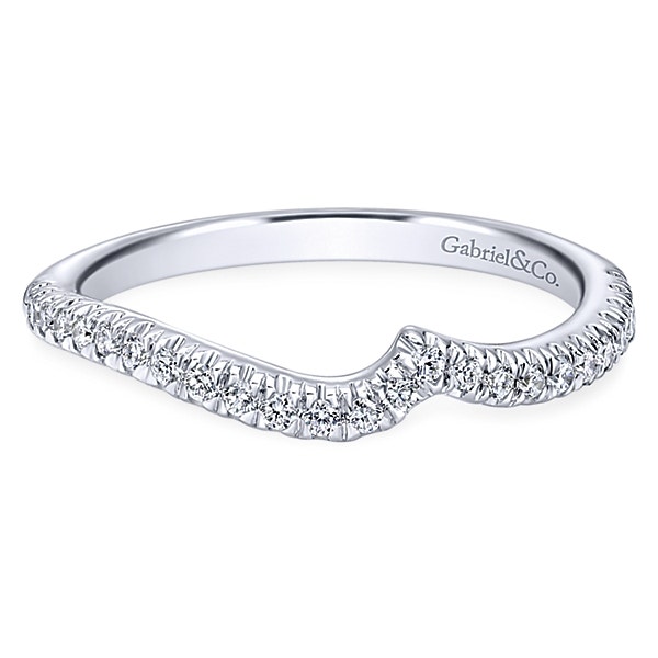 Gabriel & Co. .22 ct. tw. Side Curved Diamond Wedding Band in 14K White Gold - WB10308R3W44JJ
